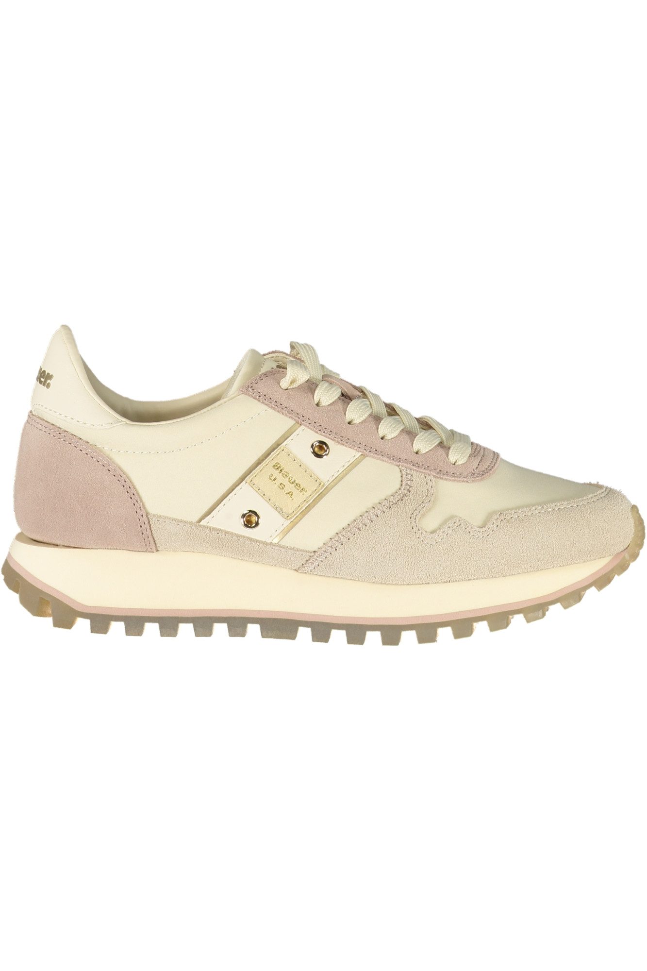 Blauer Sneaker Beiger Damensportschuh mit Fliederdetails und