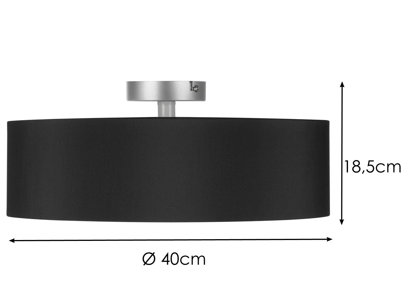 meineWunschleuchte Deckenleuchte, ohne Leuchtmittel, stylische Lampe über-n Esstisch Stoff-lampen für Galerie Schwarz Ø40cm
