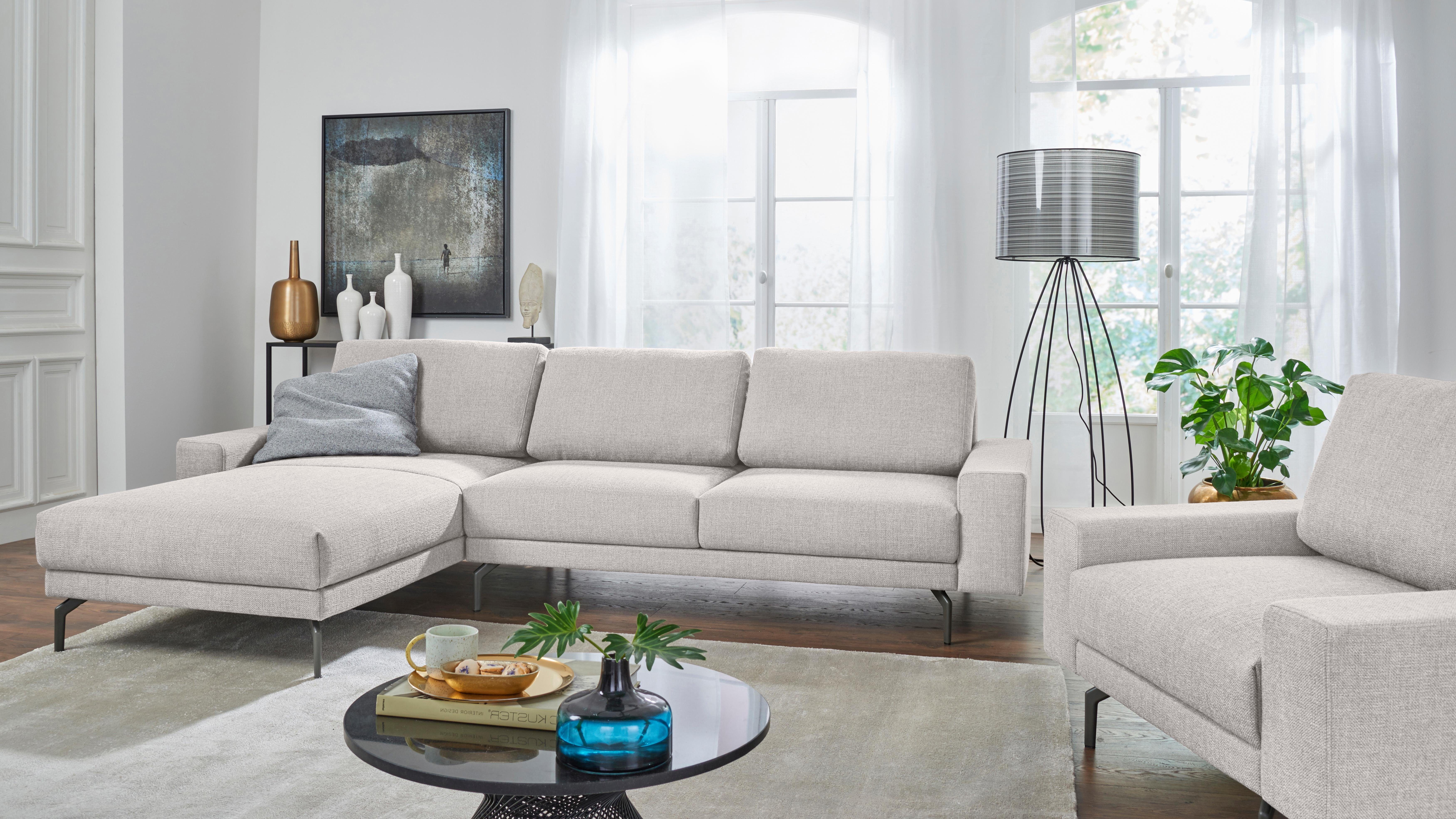 hülsta sofa Ecksofa hs.450, Armlehne breit und niedrig, Alugussfüße in  umbragrau, Breite 274 cm | Einzelsessel
