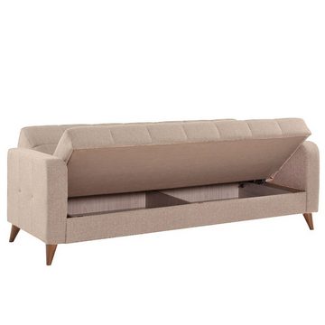 Gozos Sofa Gozos Bilbao Series 3 Sitzer Sofa, Bettfunktion Couch Polybaumwolle, 219 x 90 x 98 cm, Sitzfläche inklusive zwei Kissen und Stauraum