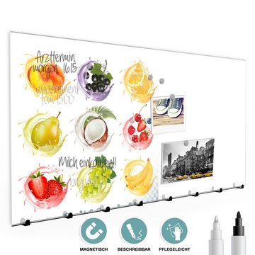 Primedeco Garderobenpaneel Magnetwand und Memoboard aus Glas Verschiedene Fruchtsplash