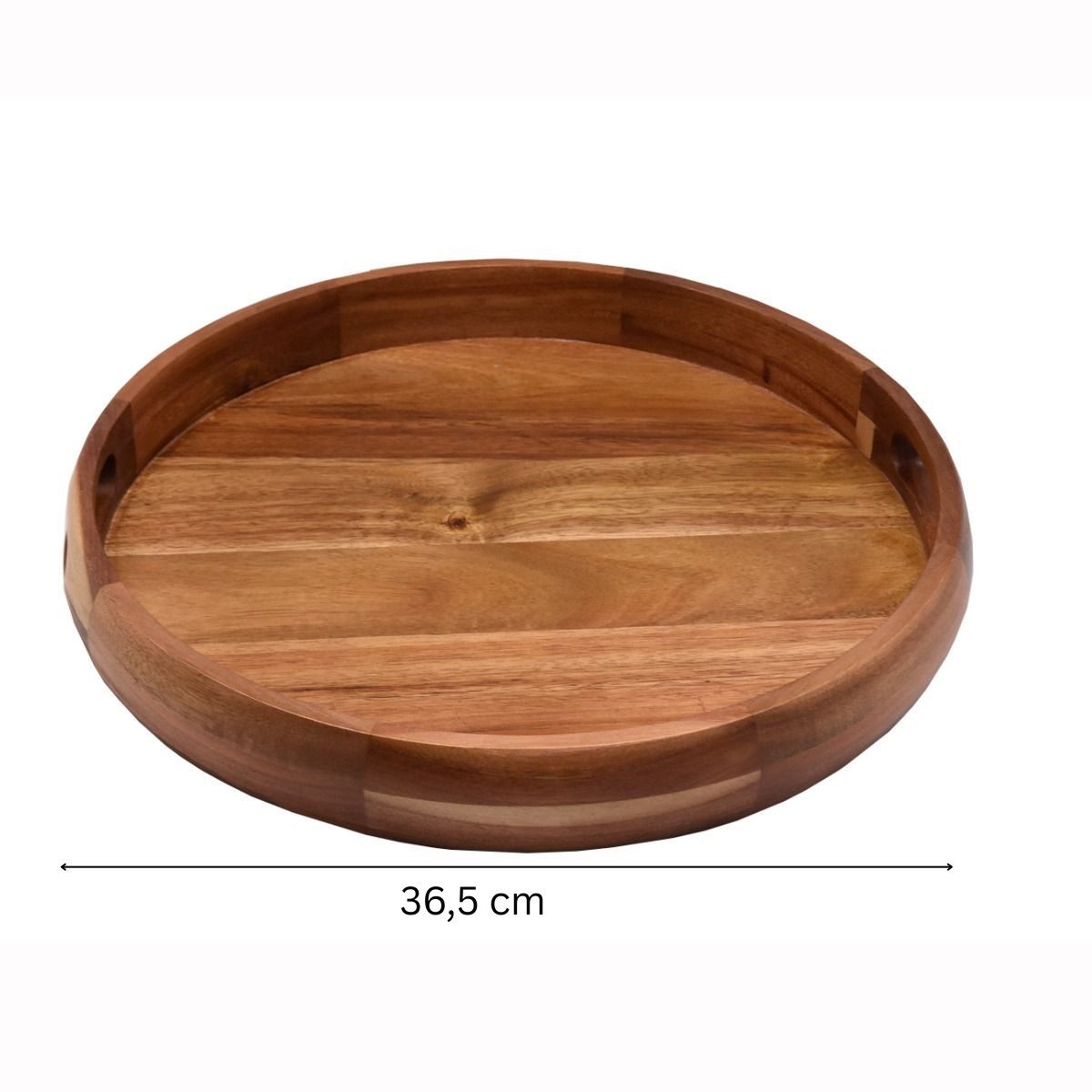 Bricard Tablett Serviertablett CIRCLE Rundes Massivholz-Tablett in Segment-Optik, (1-Stück), aus Akazienholz