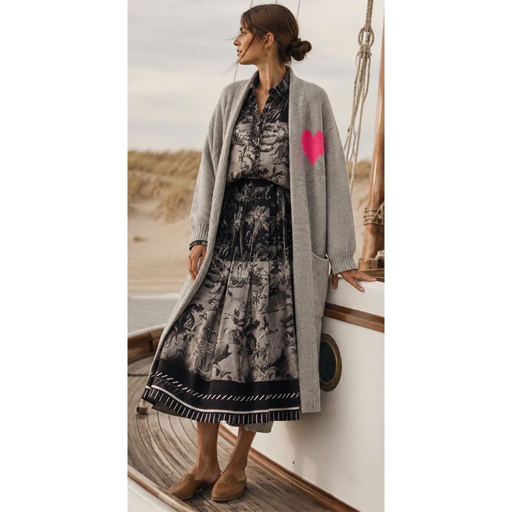 Miss Goodlife Strickmantel Miss Goodlife Damen Strickmantel MG15150 Hearts Grau