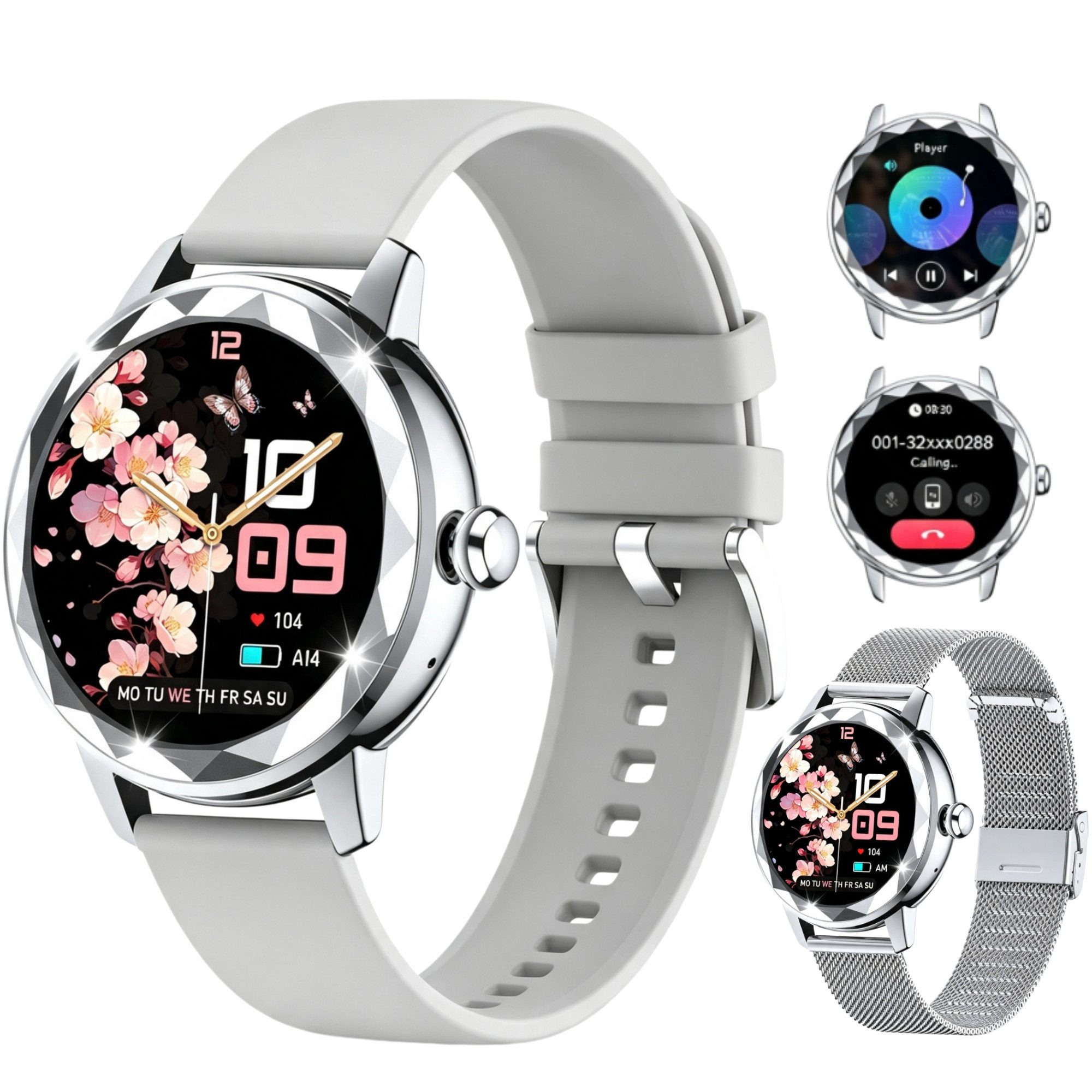 Vornix 2026 Neues Smartwatch Damen, Fitness Uhr mit Anruffunktion Smartwatch Smartwatch (Fitnessuhr mit Telefonfunktion/WhatsApp Notiz,Smartwatch Fitness Tracker Uhr IP68 Wasserdicht,1.2" HD Voll Touchscreen Fitnessuhr Tracker mit Blutsauerstoff/Pulsmesser/Sportuhr/Schrittzähler/Schlafmonitor Aktivitätstracker usw für iOS/Android Uhren Watch cm)