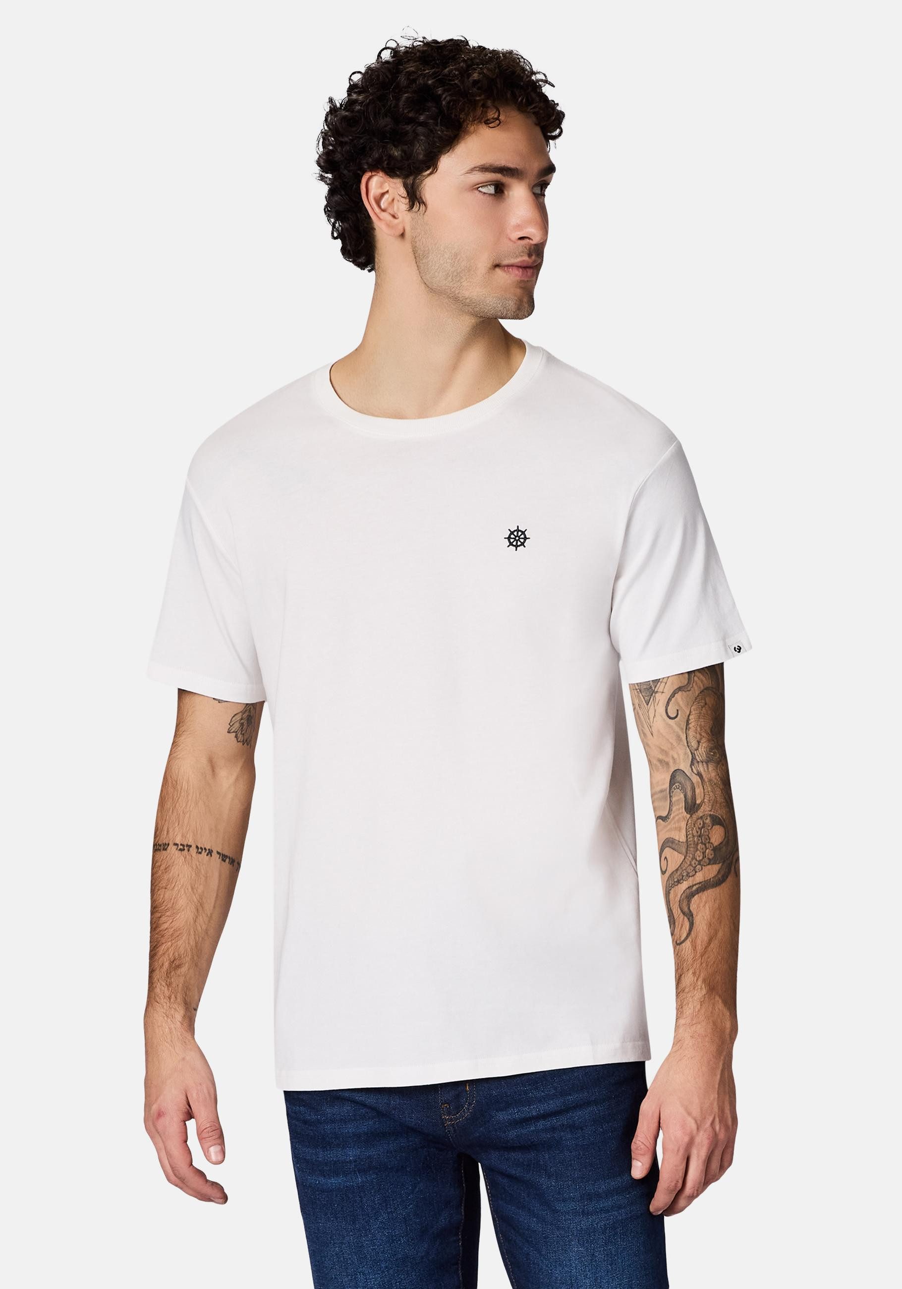 Ragwear T-Shirt Samms H Gots YOUMODO Kurzärmliges Shirt mit Kapitän-Stickerei