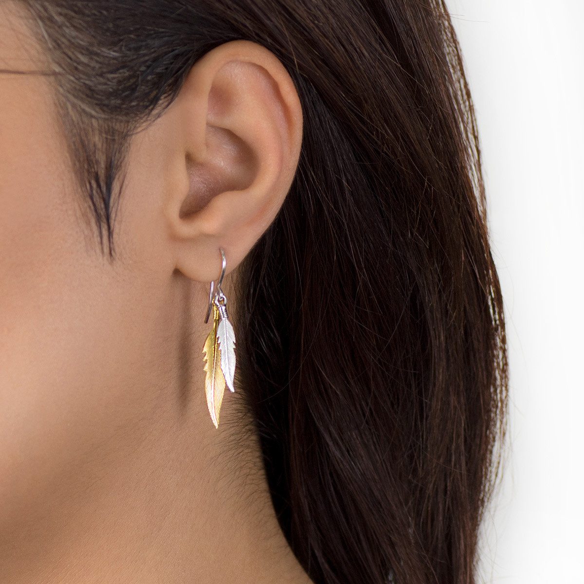 Materia Paar Ohrhänger Damen Ohrringe Feder günstig online kaufen