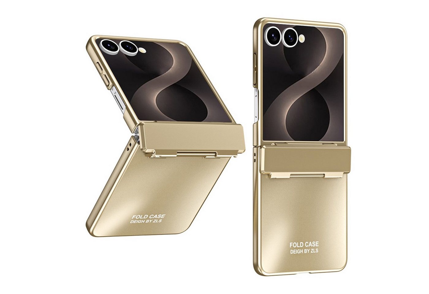 Wigento Handyhülle + 9H Schutzglas für Samsung Galaxy Z Flip8 Scharnier Schutz Gold 6,90 Zoll, Scharnier Schutz, Displayschutz, erhöhte Ränder