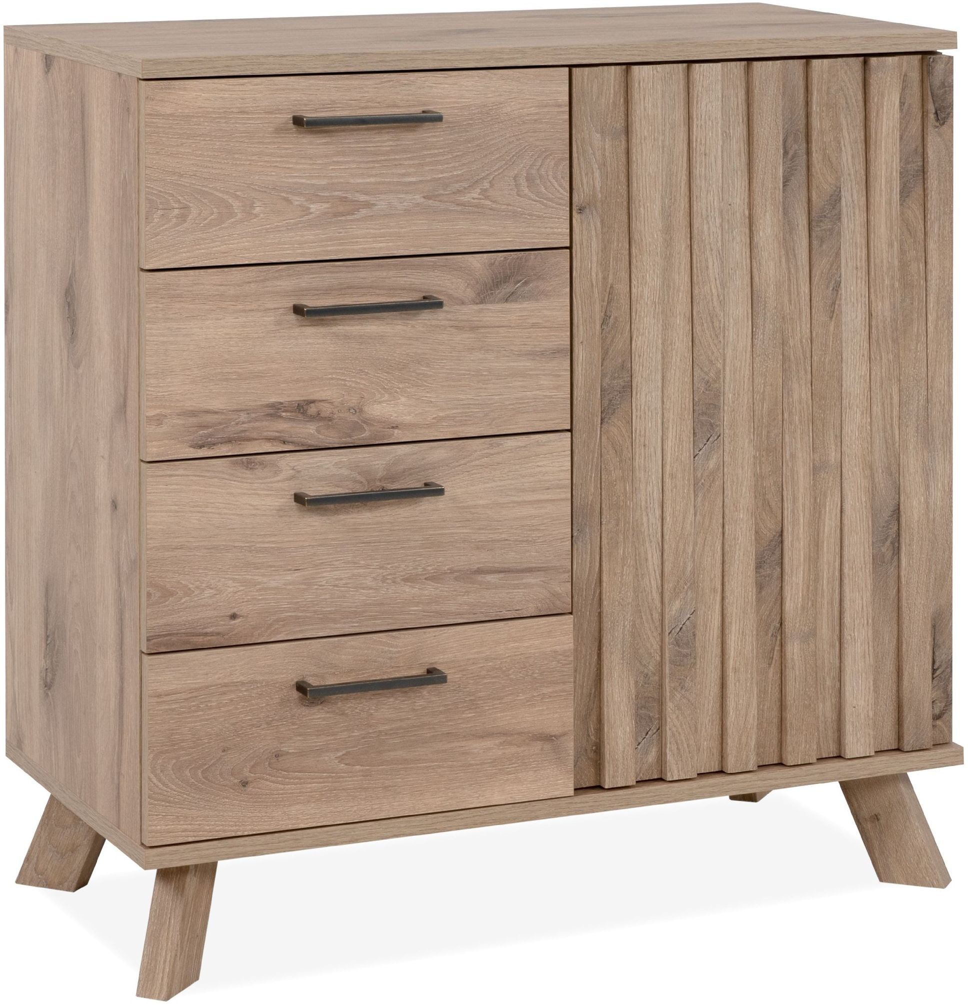 Finori Kommode, Dekor Schwedeneiche Push-to-Open 3D-Reliefoptik 84,5 x 85 x 40 cm