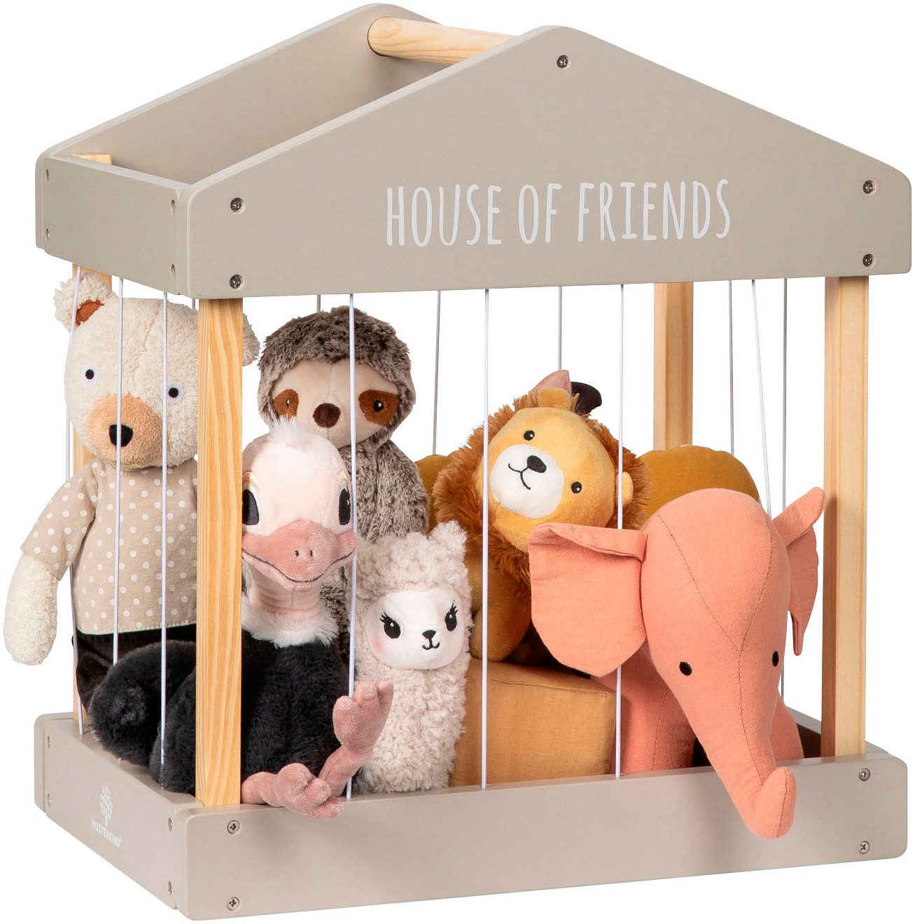 MUSTERKIND® Aufbewahrungsbox Plüschtier-Box House of Friends, warmgrau/natu günstig online kaufen