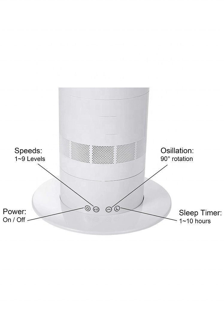 ANGELO Turmventilator Standventilator TP Kühlung, Fernbedienung, PRO 18 Heizlüfter Sleep-Timer, Rotoren, mit ohne 90° Drehung &
