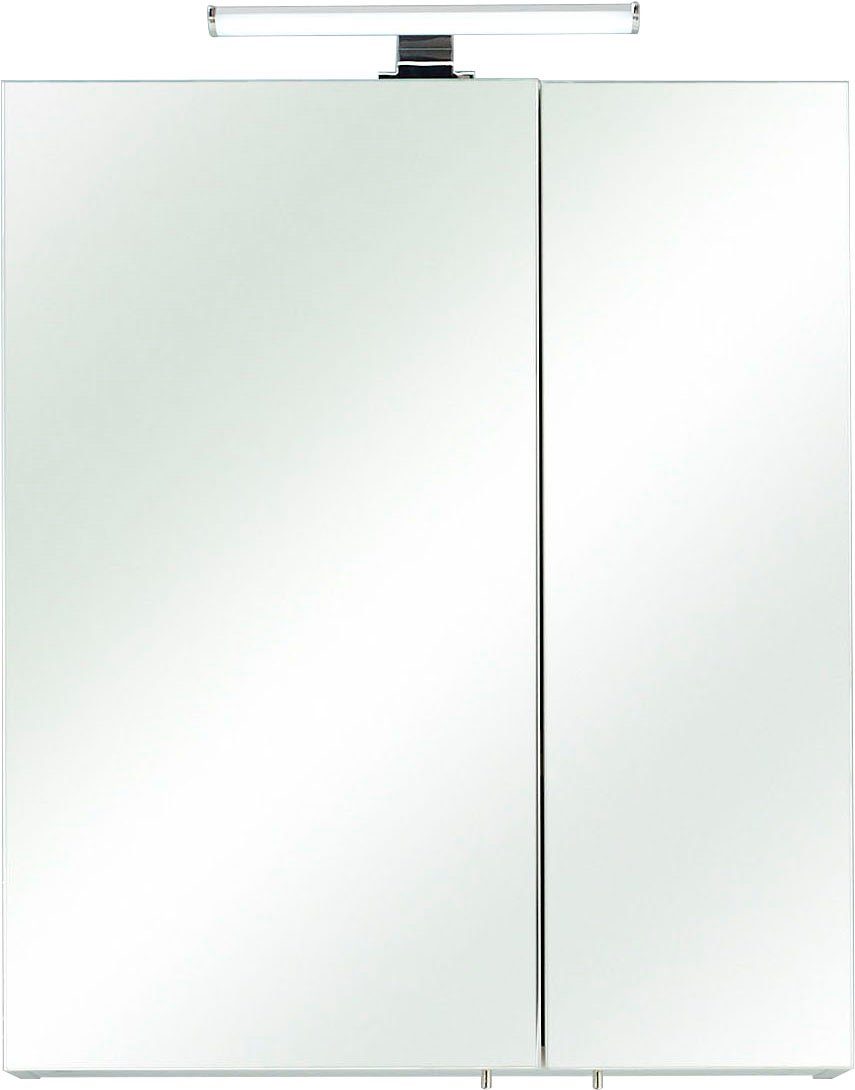 PELIPAL Spiegelschrank Quickset 936 Breite cm, 60 2-türig, Schalter-/Steckdosenbox LED-Beleuchtung