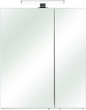 Saphir Spiegelschrank Quickset Badezimmer-Spiegelschrank inkl LED-Aufsatzleuchte 60 cm breit, inkl. Türdämpfer, 2 Spiegeltüren, mit Steckdose