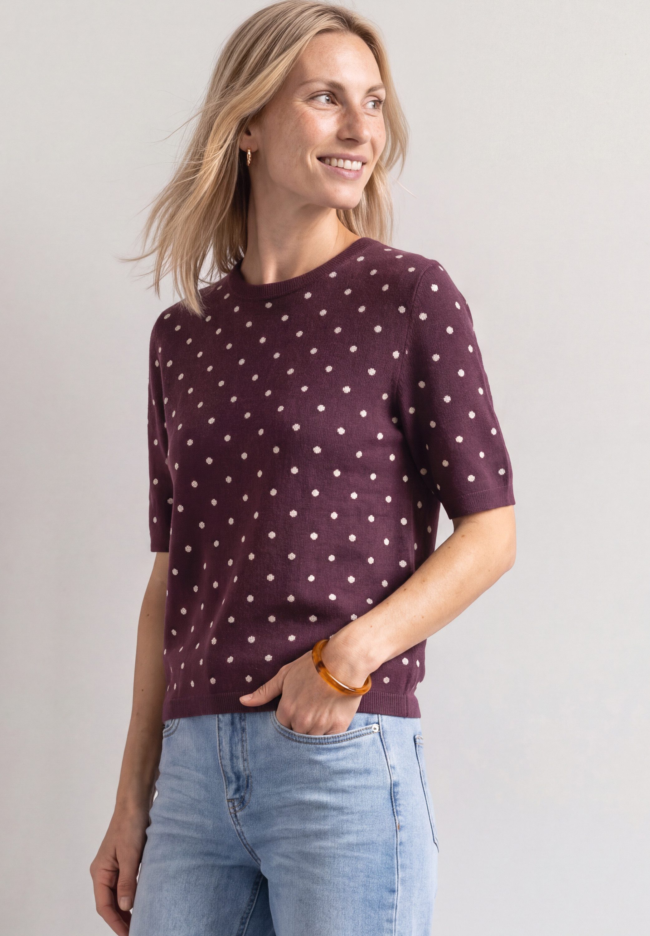 STREET ONE Kurzarmpullover mit Punkten