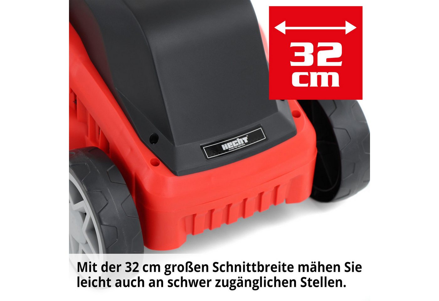 Thumbnail - Hecht Elektrorasenmäher 1800W, 28L Fangkorb, 3-fache Höhenverstellung von 25 – 65 mm, 32 cm Schnittbreite, Kabelzugentla...