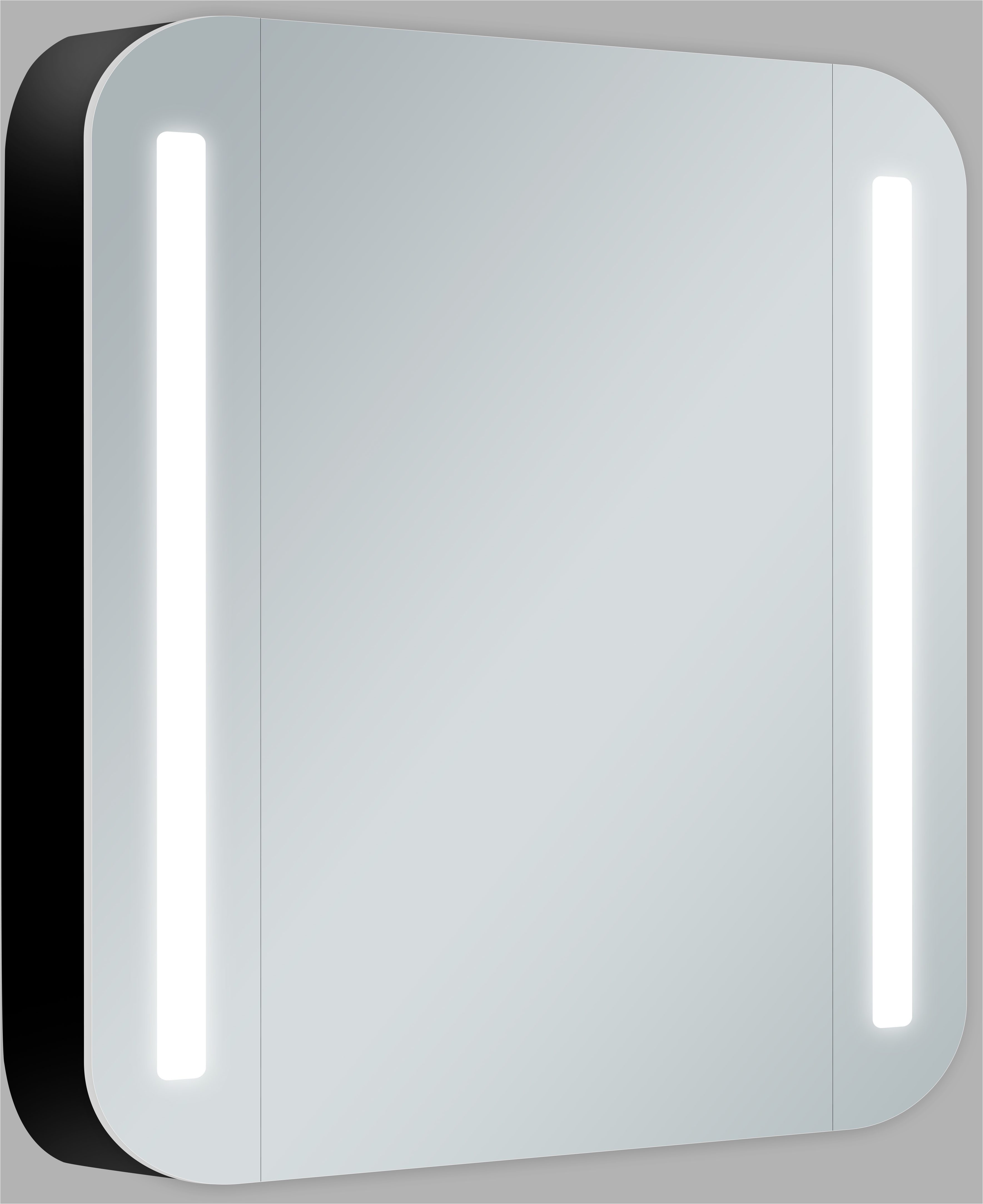 Talos Badezimmerspiegelschrank Talos Black Linea austauschbare LED-Beleuchtung, 60x70cm