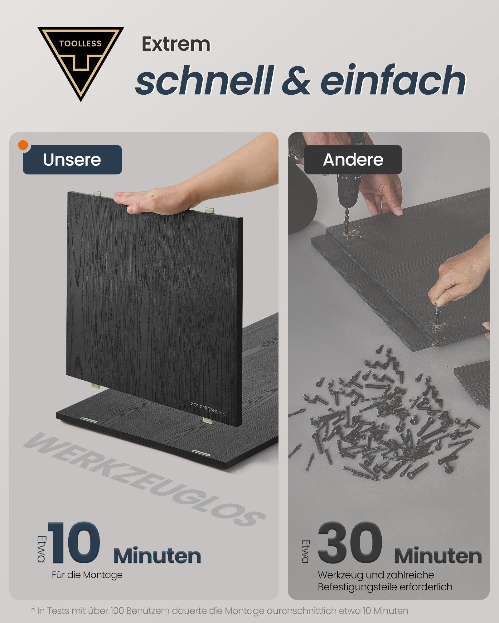 SONGMICS HOME Katzentoilette Klicksystem, Push-to-Open Türen, werkzeuglose Montage, für große Katzen