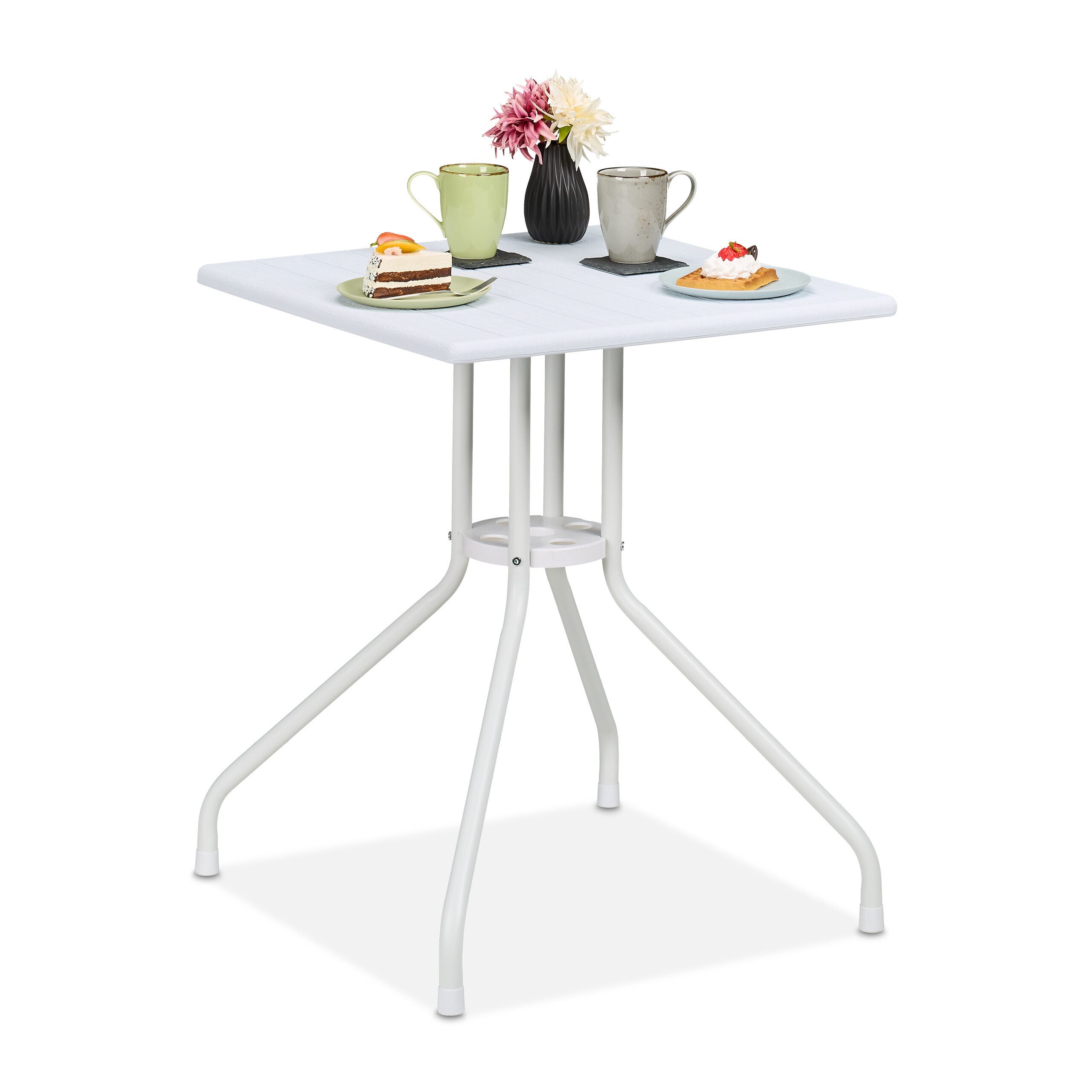 relaxdays Gartentisch in weißer Holzoptik günstig online kaufen