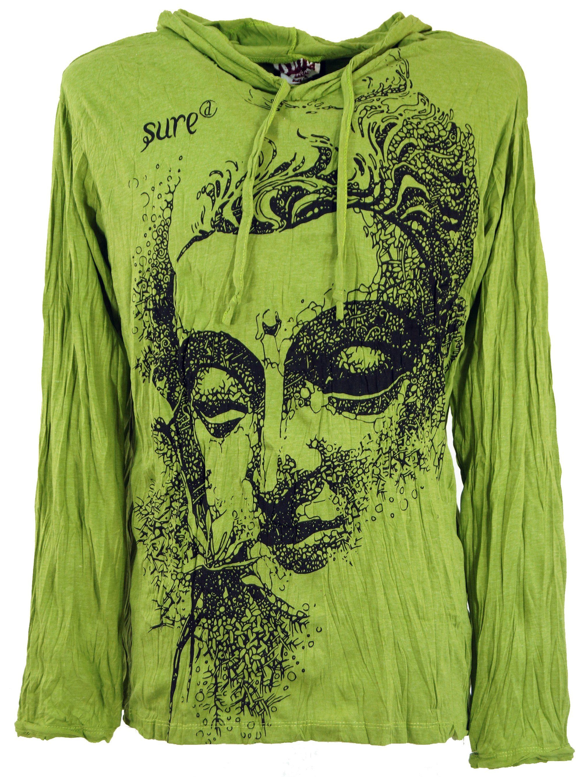 Guru-Shop T-Shirt Kapuzenshirt Langarmshirt, Sure Buddha.. Dreaming Festival, Goa alternative Style, Bekleidung lemon