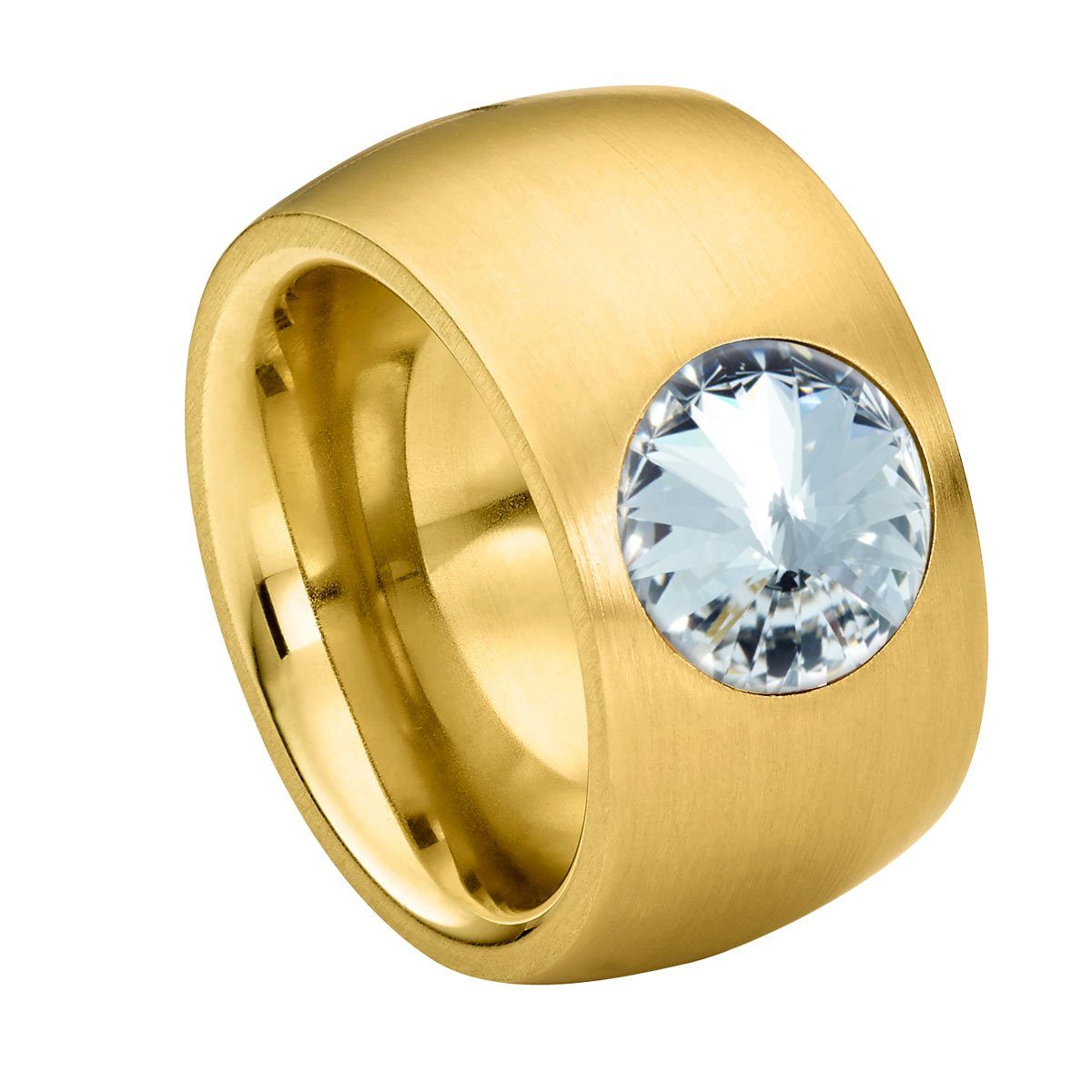 Heideman Fingerring Coma 14 Gold (Ring, 1-tlg., inkl. Geschenkverpackung), Damenring mit Stein weiss oder farbig | Fingerringe