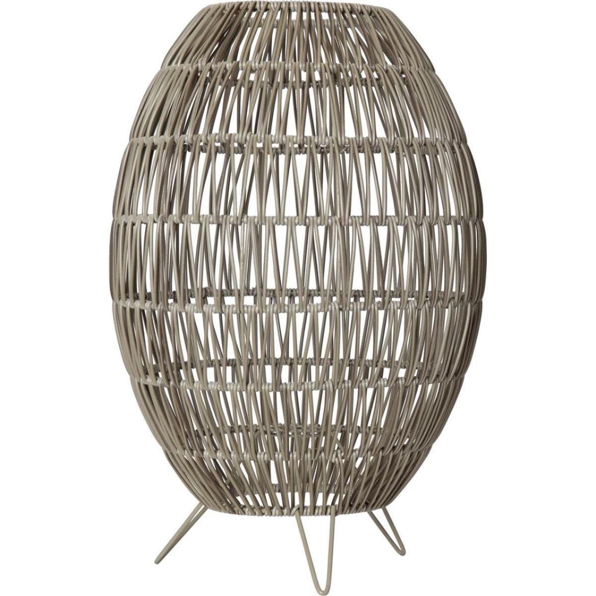 STAR TRADING LED Außen-Tischleuchte Dekoleuchte Lampenschirm Rattan H: 46cm für E27 Fassungen Außen beige