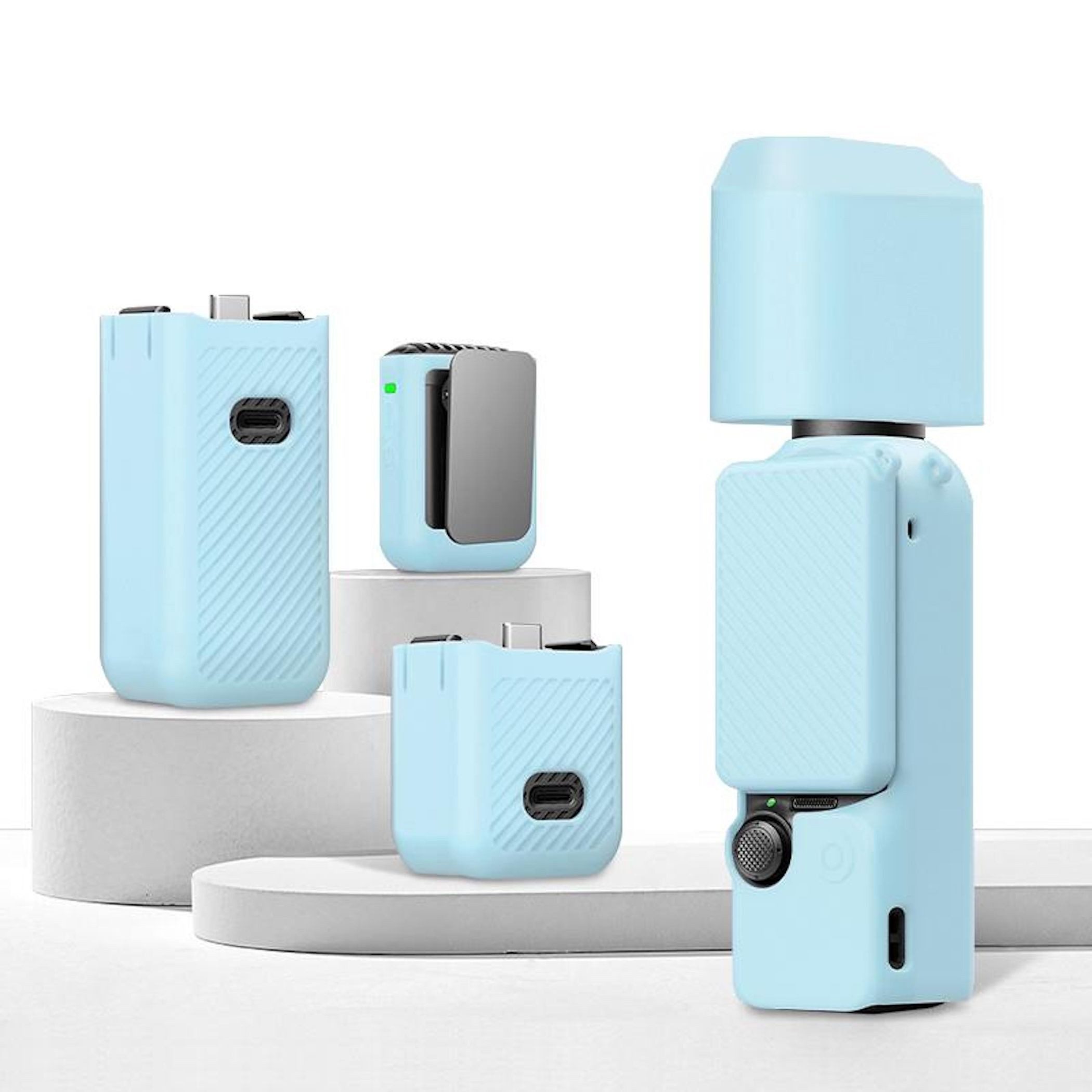 Wigento 6-in-1 Silikon Schutzcover für DJI Osmo Pocket 3 Blau Stoßfest Zubehör Zubehör Drohne (6-in-1 Schutz, Flexibel, Passgenau)