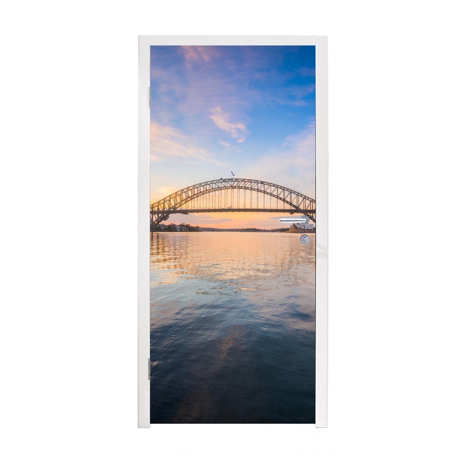 MuchoWow Türtapete Sydney Harbour Bridge am Abend in Australien, Matt, bedruckt, (1 St), Fototapete für Tür, Türaufkleber, 75x205 cm