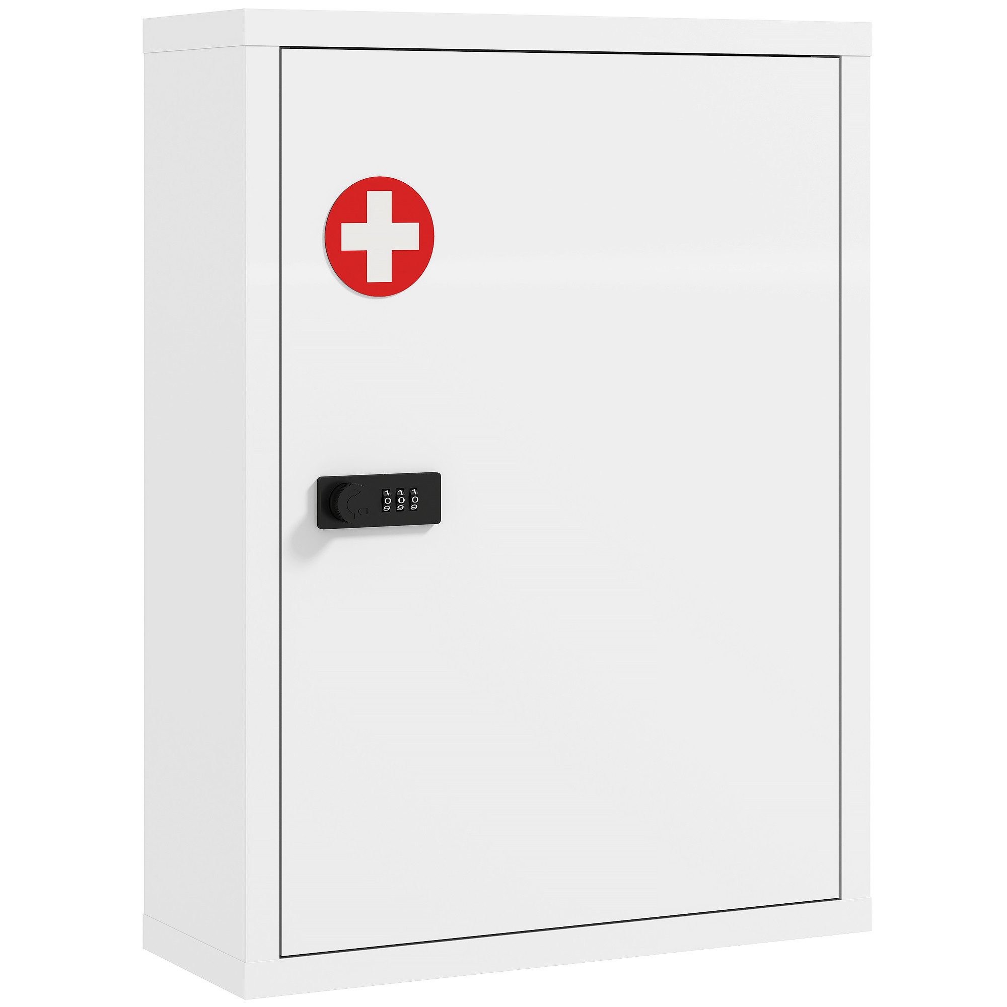 HOMCOM Medizinschrank abschließbarer Medikamentenschrank mit Ablagefächern (Set, 1-St., 1er Set) Zahlenschloss, 3 Ebenen, wandmontiert