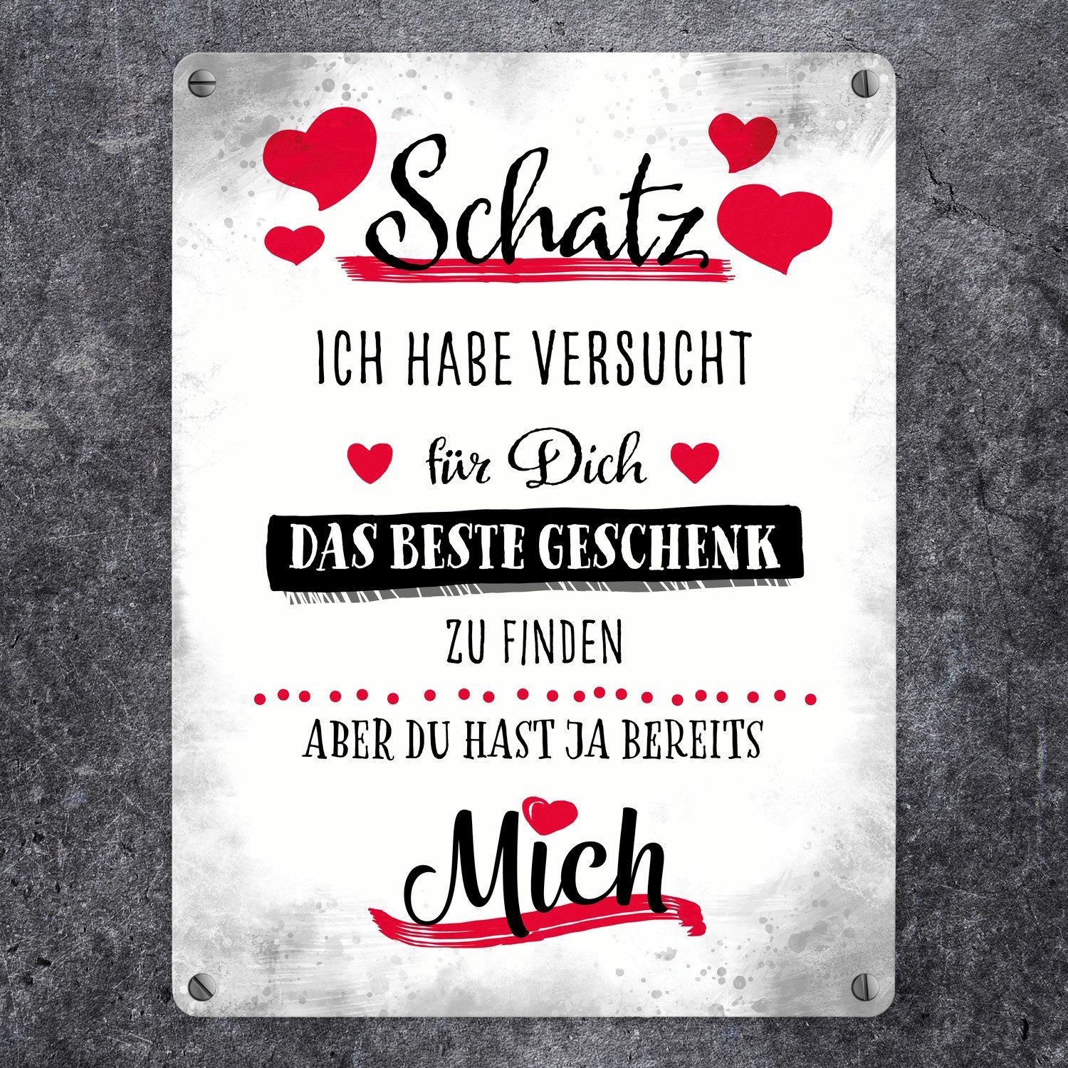 speecheese Metallschild Bestes Geschenk für Schatz zum Valentinstag Metalls günstig online kaufen