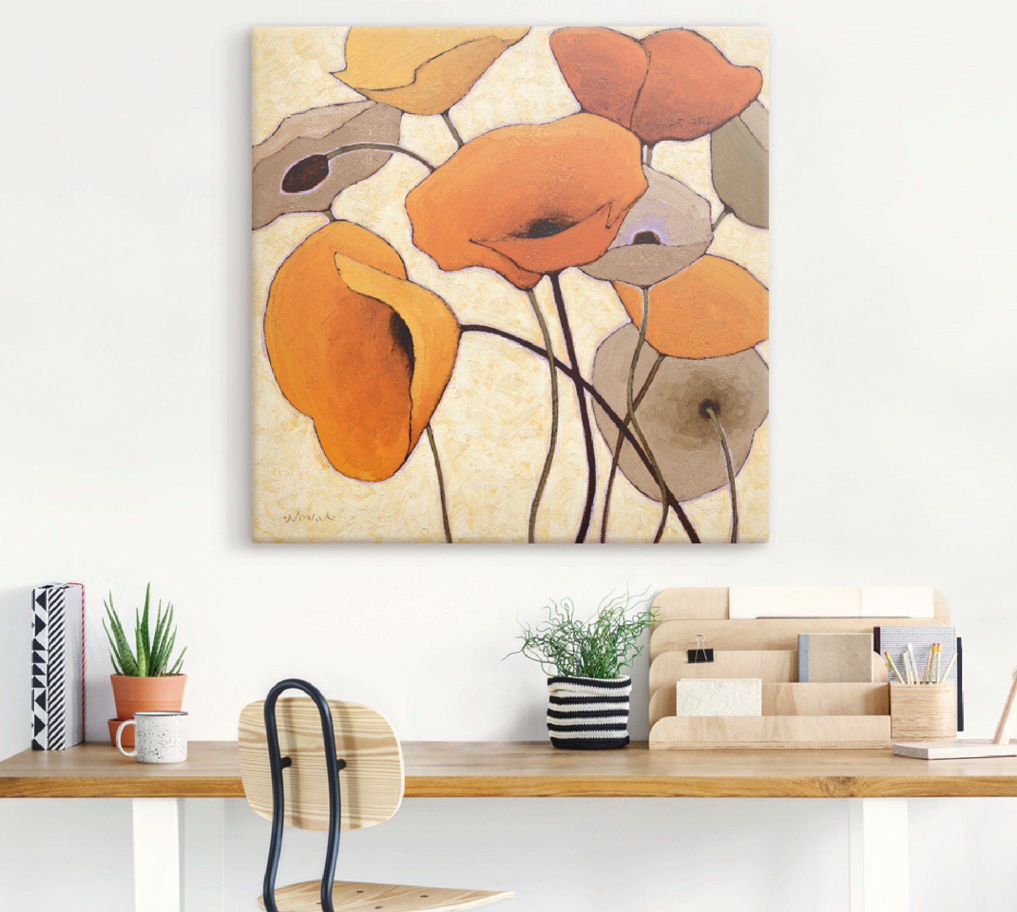 Artland Leinwandbild Kürbismohn III, Blumen (1 St), auf Holzrahmen gespannt