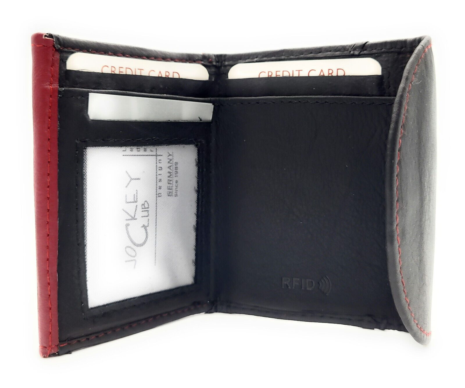 JOCKEY CLUB Mini Geldbörse kleines echt Leder Portemonnaie, Urlaubsbörse mit RFID Schutz, Wickelbörse mit Münzfach, Scheinfach, 3 Kartenfächer, Fotofach