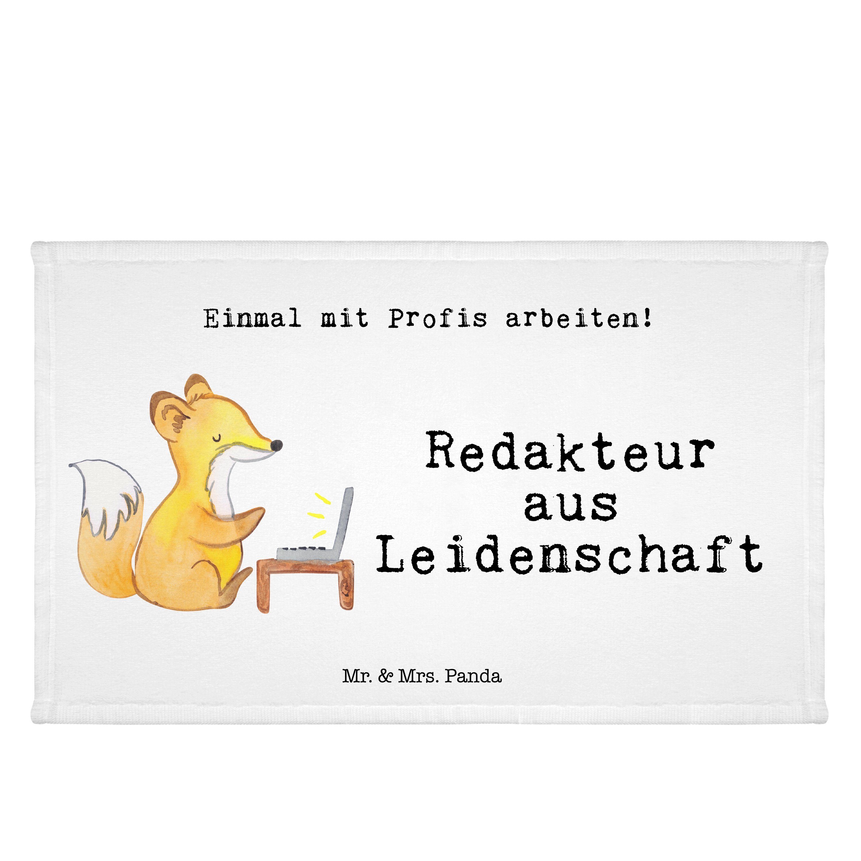 Mr. & Mrs. Panda Handtuch Redakteur aus Leidenschaft - Weiß - Geschenk, Referent, Online Redakt, (1-St)