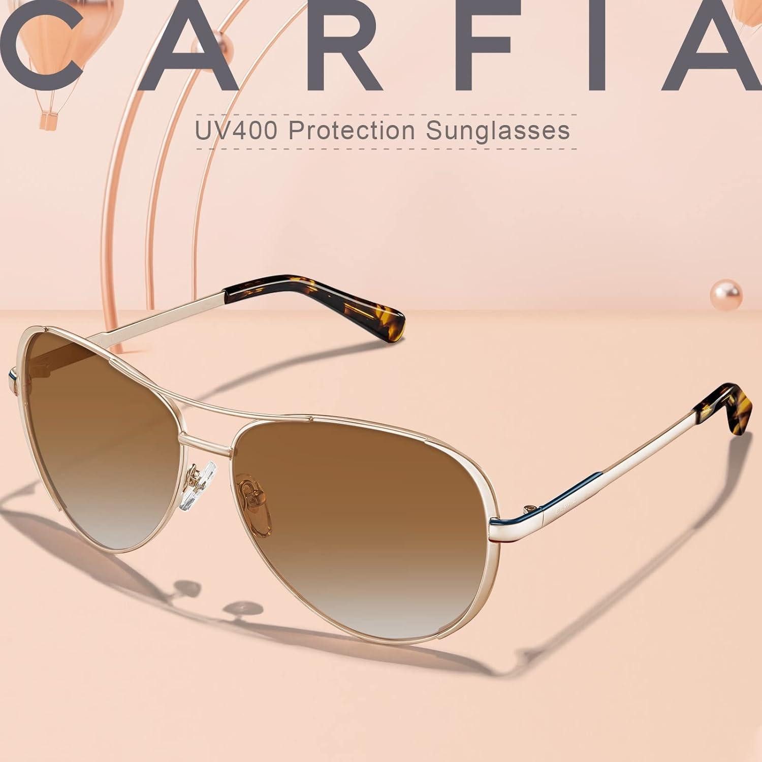 Pilotenbrille Damen Polarisierte Pilotenbrille UV400 Sonnenbrille mit Etui