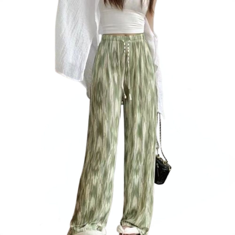 Blusmart Loungehose Dünne Sommerhose mit weitem Bein (Drapierung mit hoher Taille, Gerade, schlankmachend) Freizeithosen für Damen
