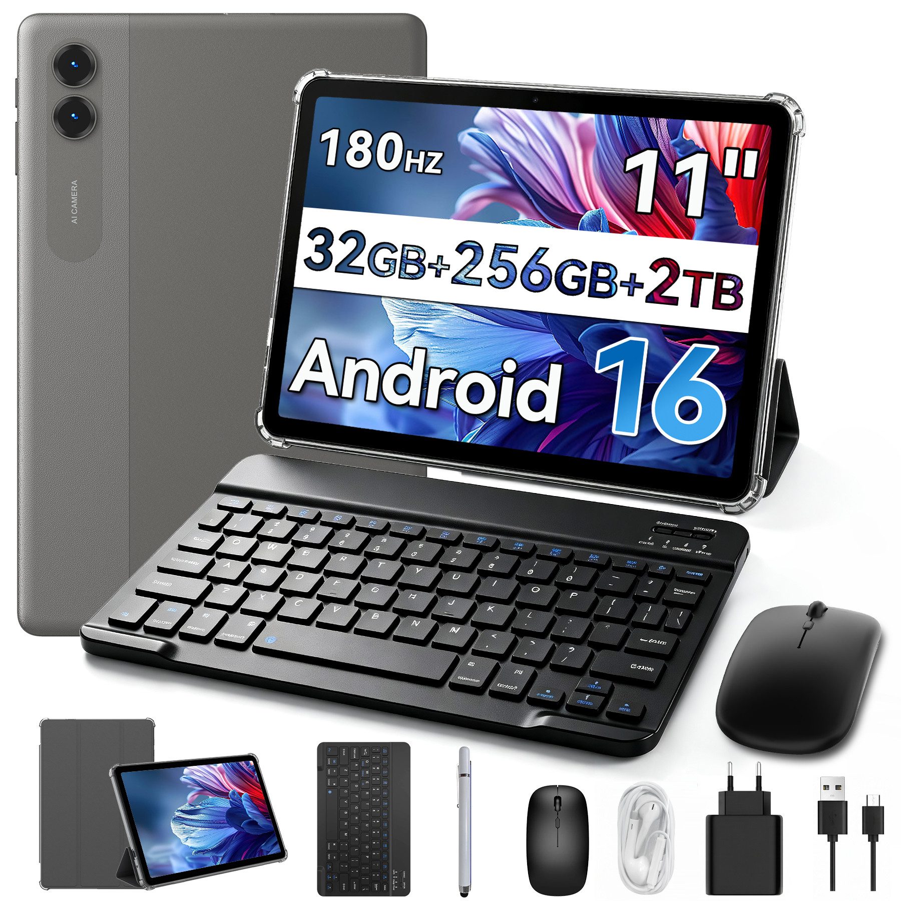 blackview KINGRID 11" WiFi Android 16 256GB 8000mAh mit Tastatur, Maus, Stift Tablet (11", 256 GB, Android 16, WiFi, 90Hz, octa-core, 32(8+24)GB, Gemini KI)