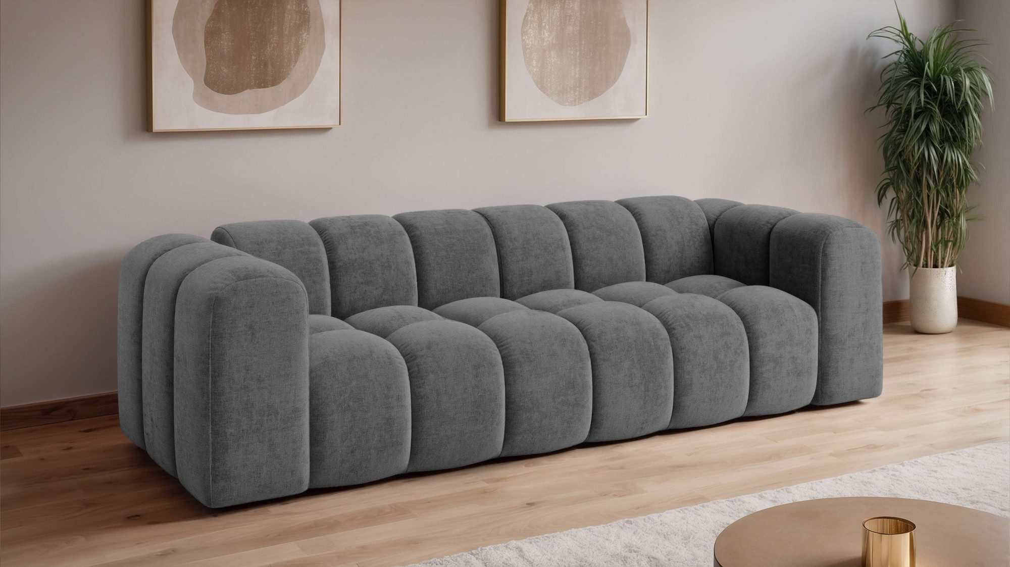 OTTO home Big-Sofa KALLIE Design-Sofa mit Steppung, Bubble-Optik, Breite 248 cm, moderne Steppung, hoher Sitzkomfort und modernes Design