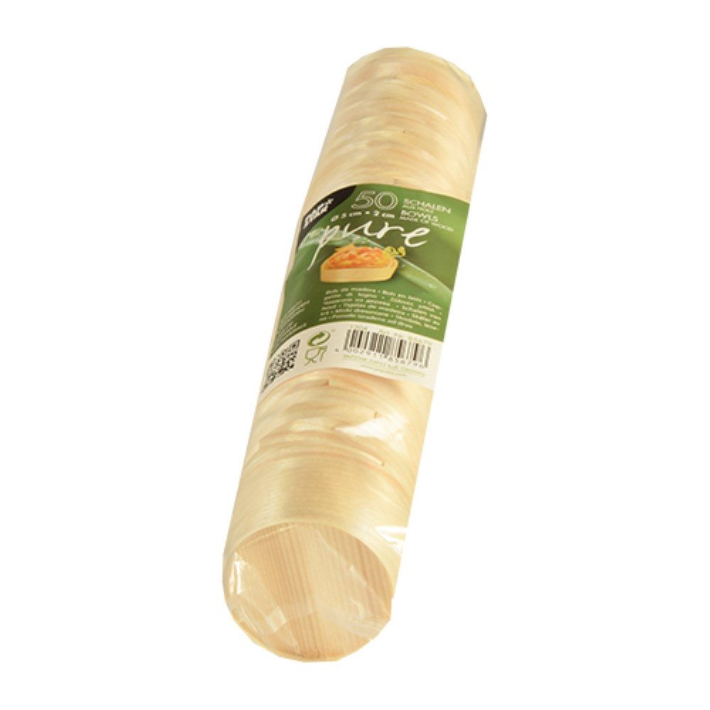 PAPSTAR Einwegschale 50 Fingerfood - Schalen, Holz "pure" rund Ø 5 cm · 2 cm