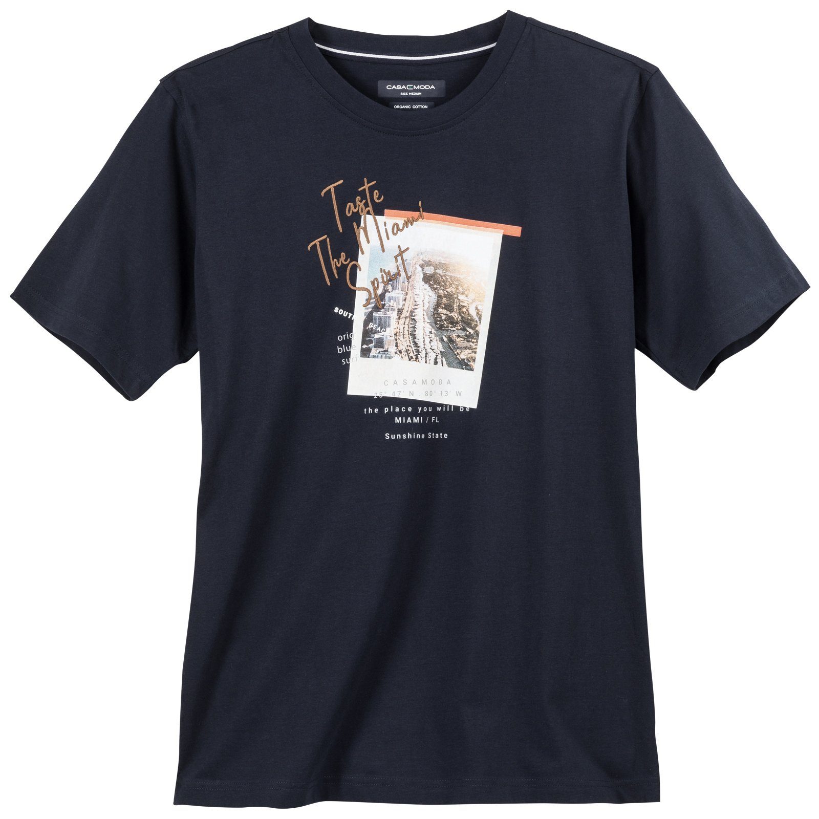 CASAMODA Rundhalsshirt CasaModa T-Shirt XXL navy Fotoprint Miami Spirit