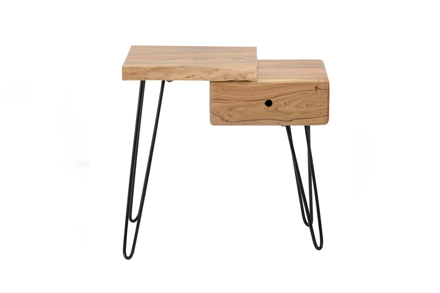 KAWOLA Nachttisch ERGEA, Beistelltisch Akazie massiv natur 1 Schublade rechts