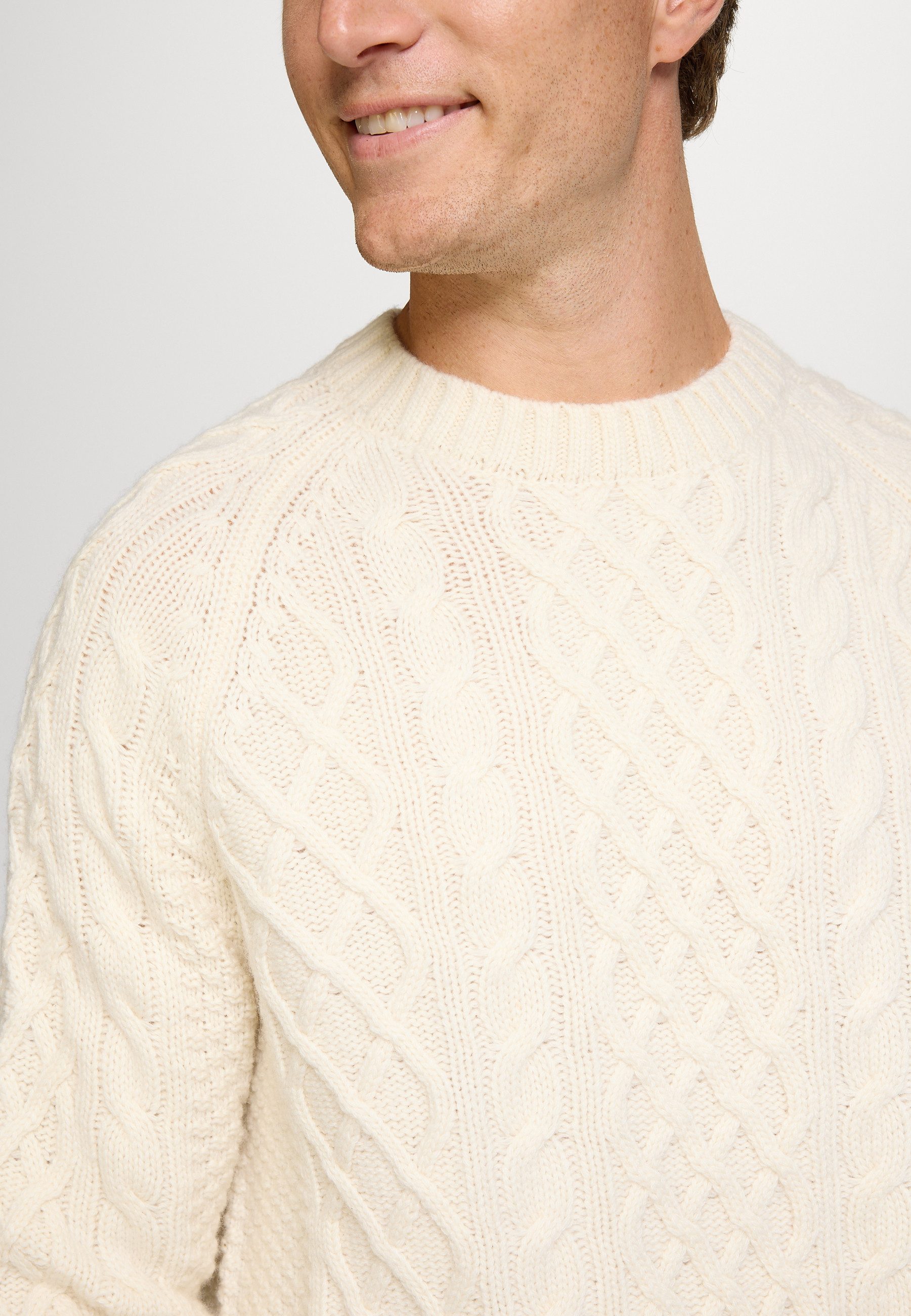 Kronstadt Strickpullover Herren KSWard crew Pullover Herrenpullover mit Zopfstrickmuster