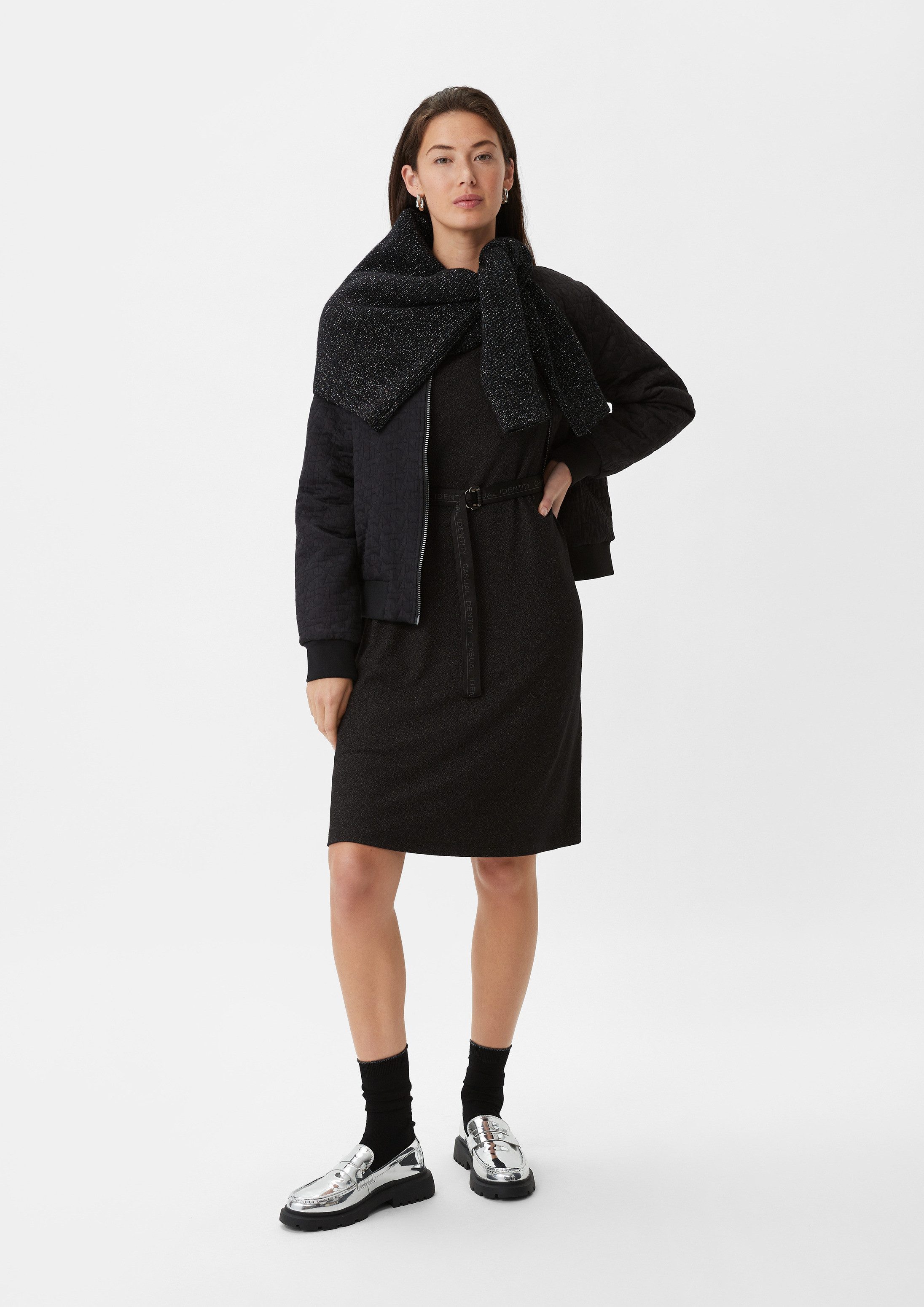 comma Minikleid Kleid Kurzes Etuikleid mit Glitzergarn
