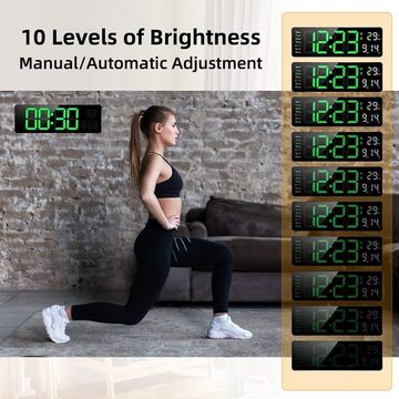 BlingBin Digitaluhr 13" Wanduhr LED Anzeige Alarm Wecker Uhr, (1er Set, 1-tlg), Timing- und Countdown, Tischuhr Digital mit Datum
