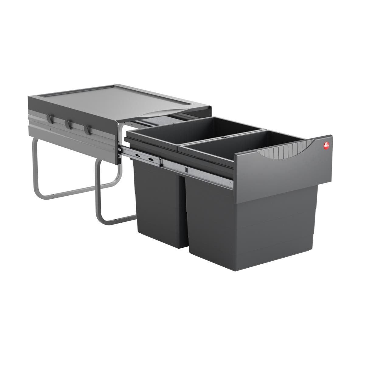 Hailo Einbaumülleimer Hailo Abfallsammler 3641521 Raumspar-Tandem 2x 18 Liter dunkelgrau