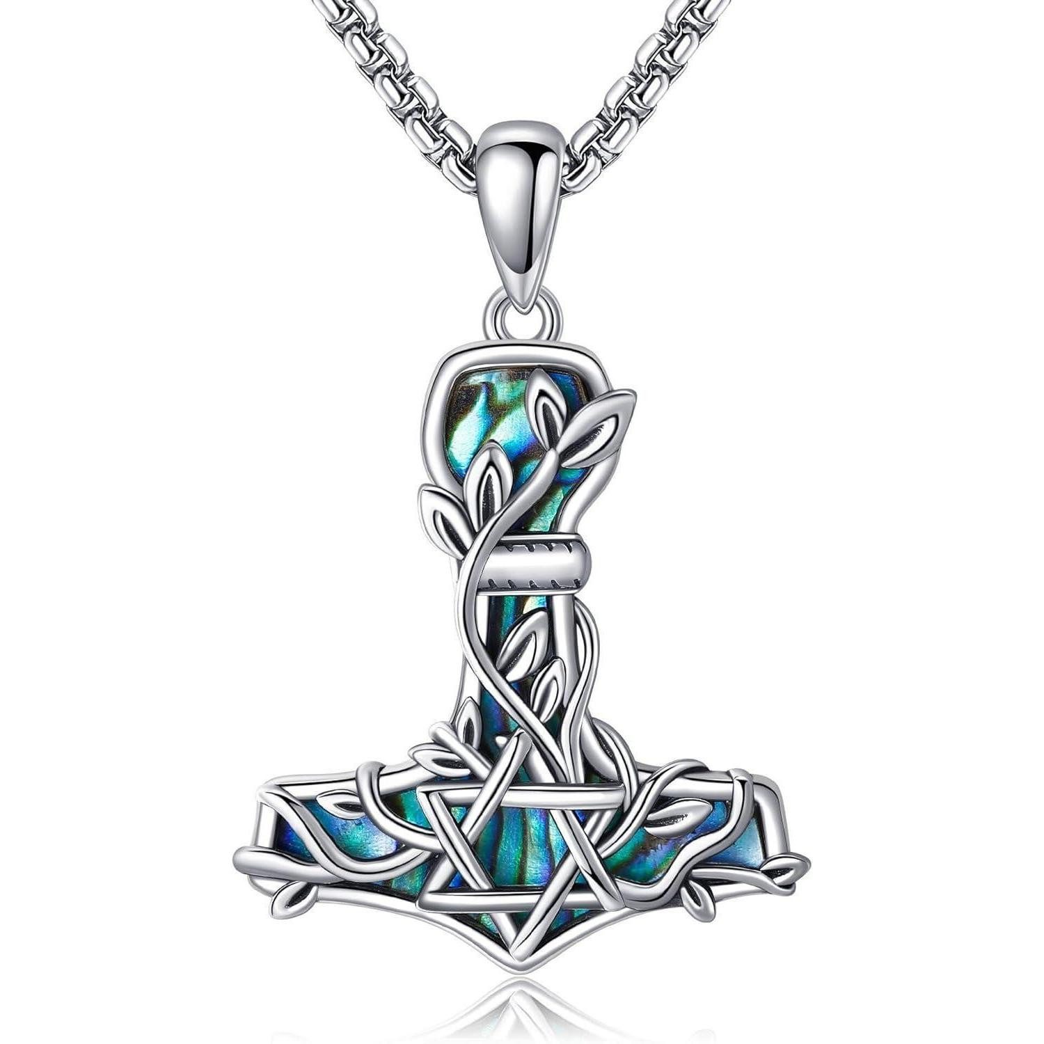 Kette mit Anhänger Halskette Thor Hammer Mjölnir Sterling Silber