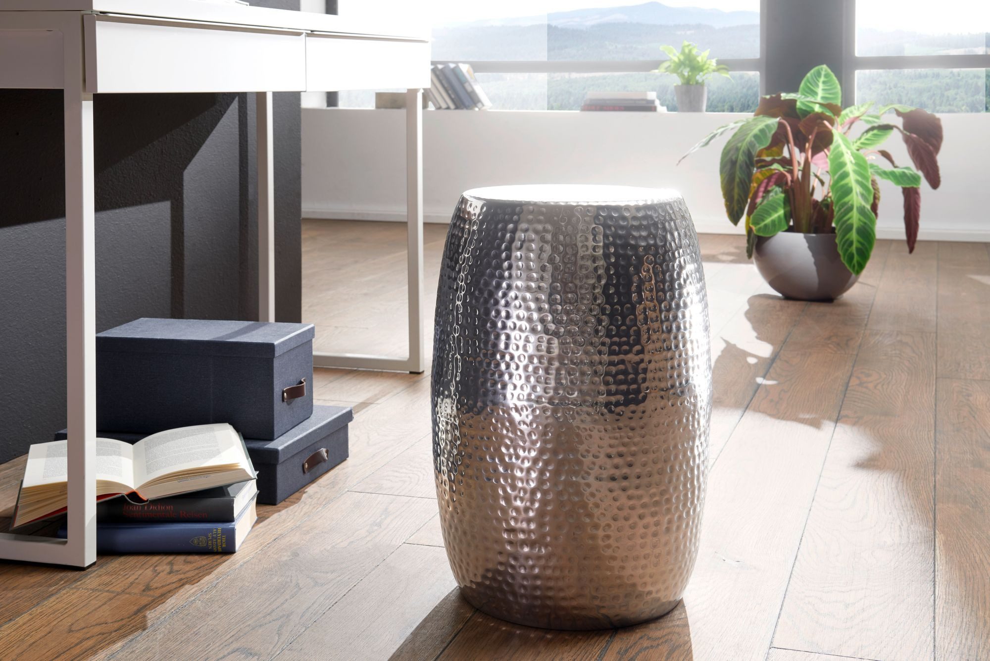 FINEBUY Beistelltisch SuVa12230_1 Dekotisch Metall Ablagetisch klein Hammer günstig online kaufen