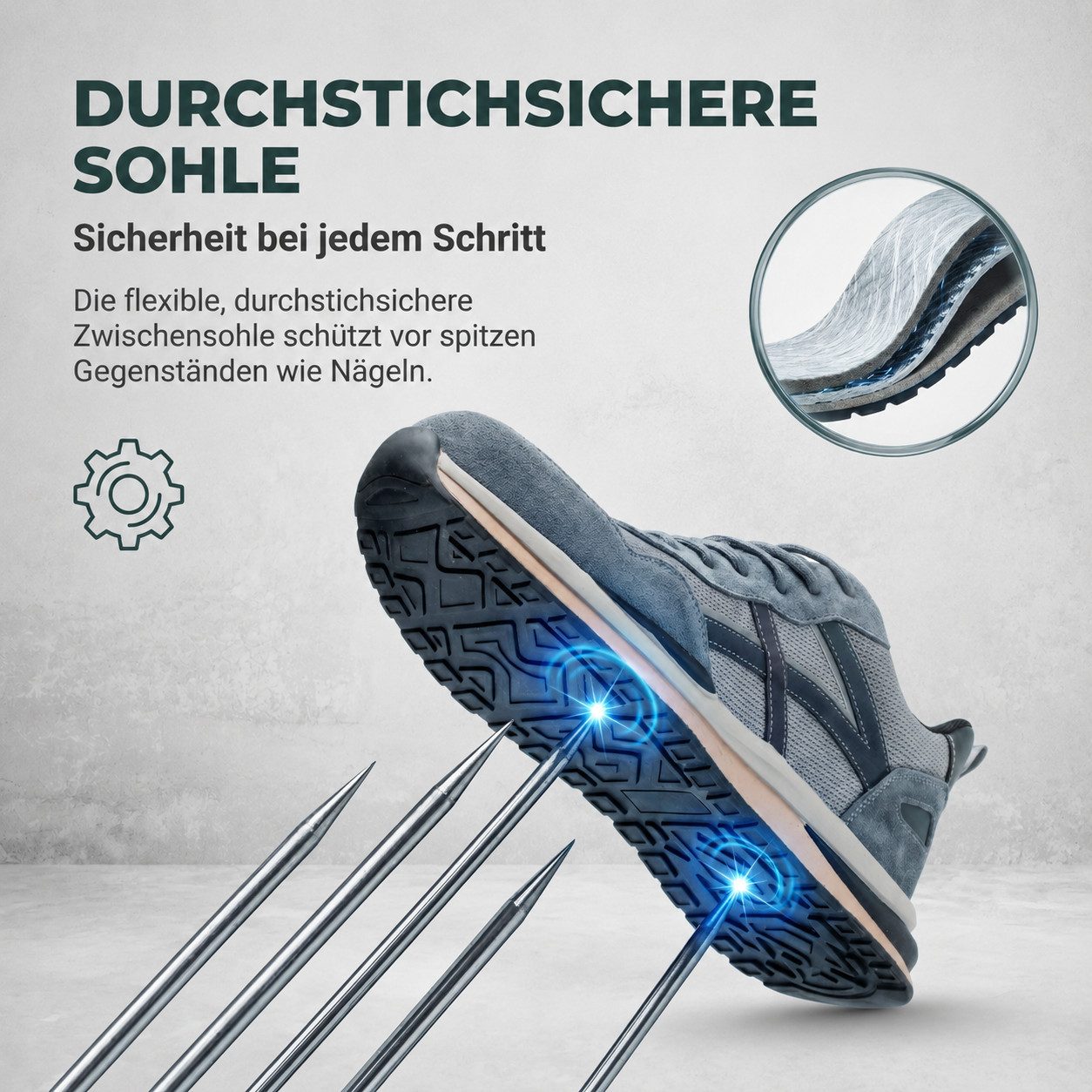 PROCHAIN Arbeitsschuhe Modische Herren Sicherheitsschuh (Stahlkappen, Arbeitsschuhe, Sicherheitsschuhe, Schutzausrüstung, sportlich, bequem, leicht, atmungsakti – Bild 4 von 5
