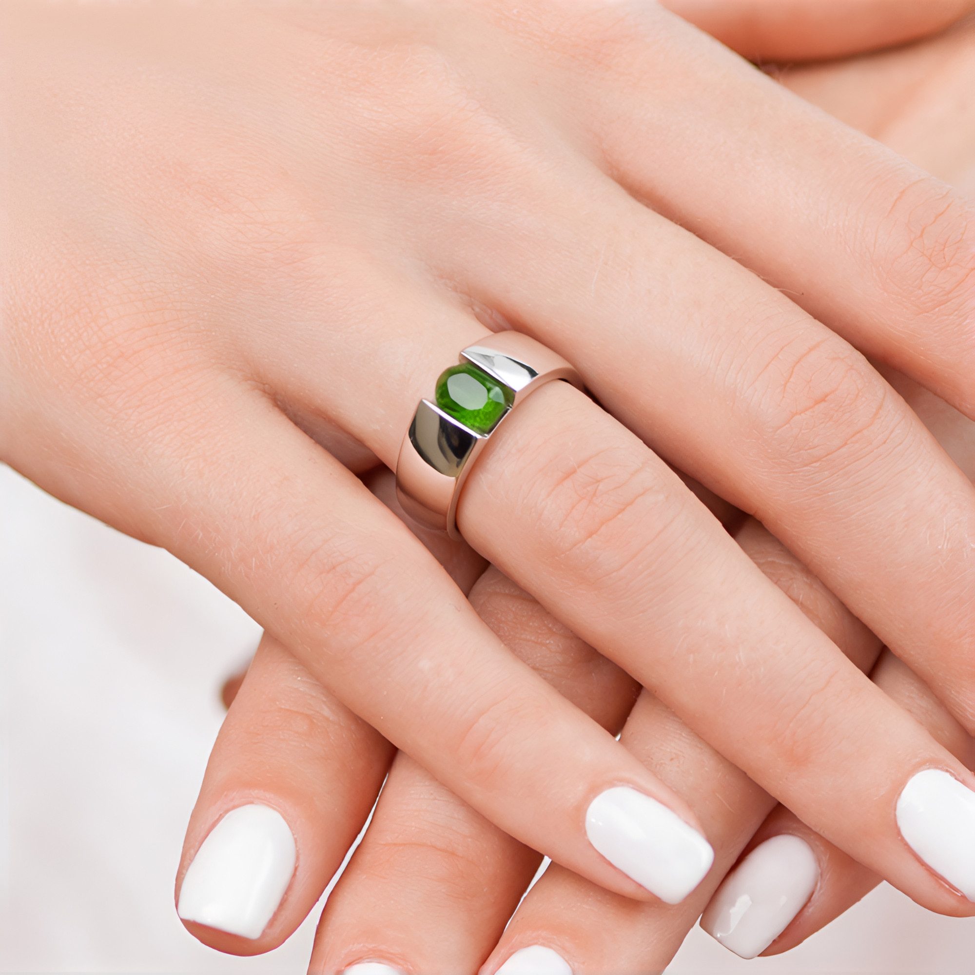 Cavill Solitärring Cavill Ring aus Sterlingsilber 0,455 ct grüner Idokras Olivgrün (1-tlg)