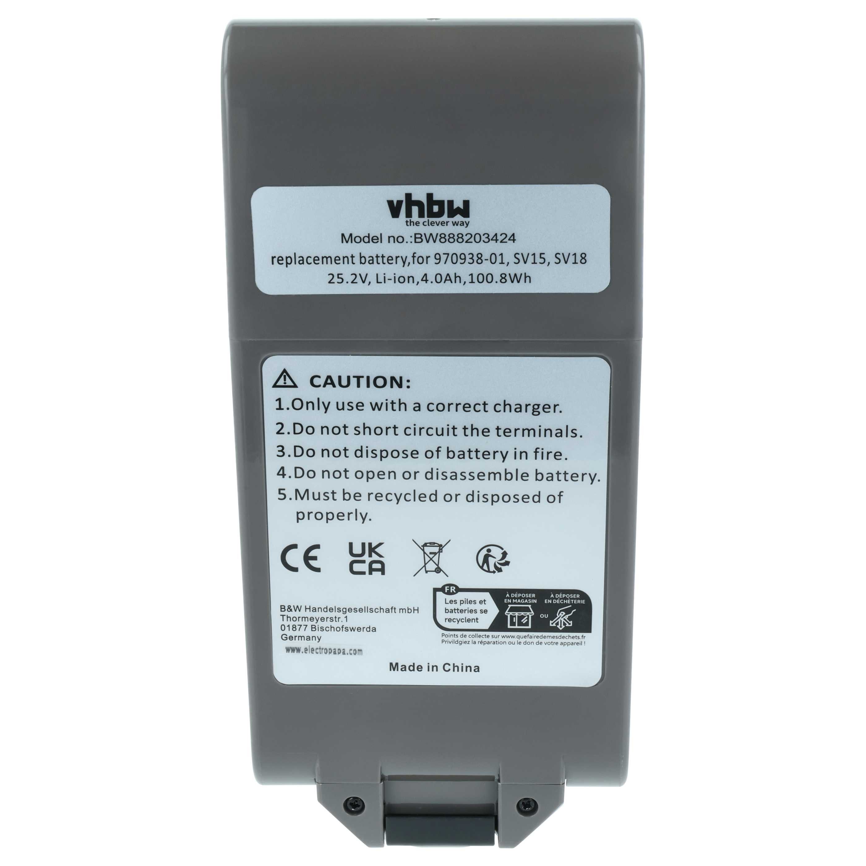 vhbw passend für Dyson V15 Detect Total Clean SV22, V15 Detect Absolute Ext Staubsauger-Akku Akku Li-Ion 4000 mAh (25,2 V, 1 St), Leistungsfähiger Austausch-Akk – Bild 3 von 5