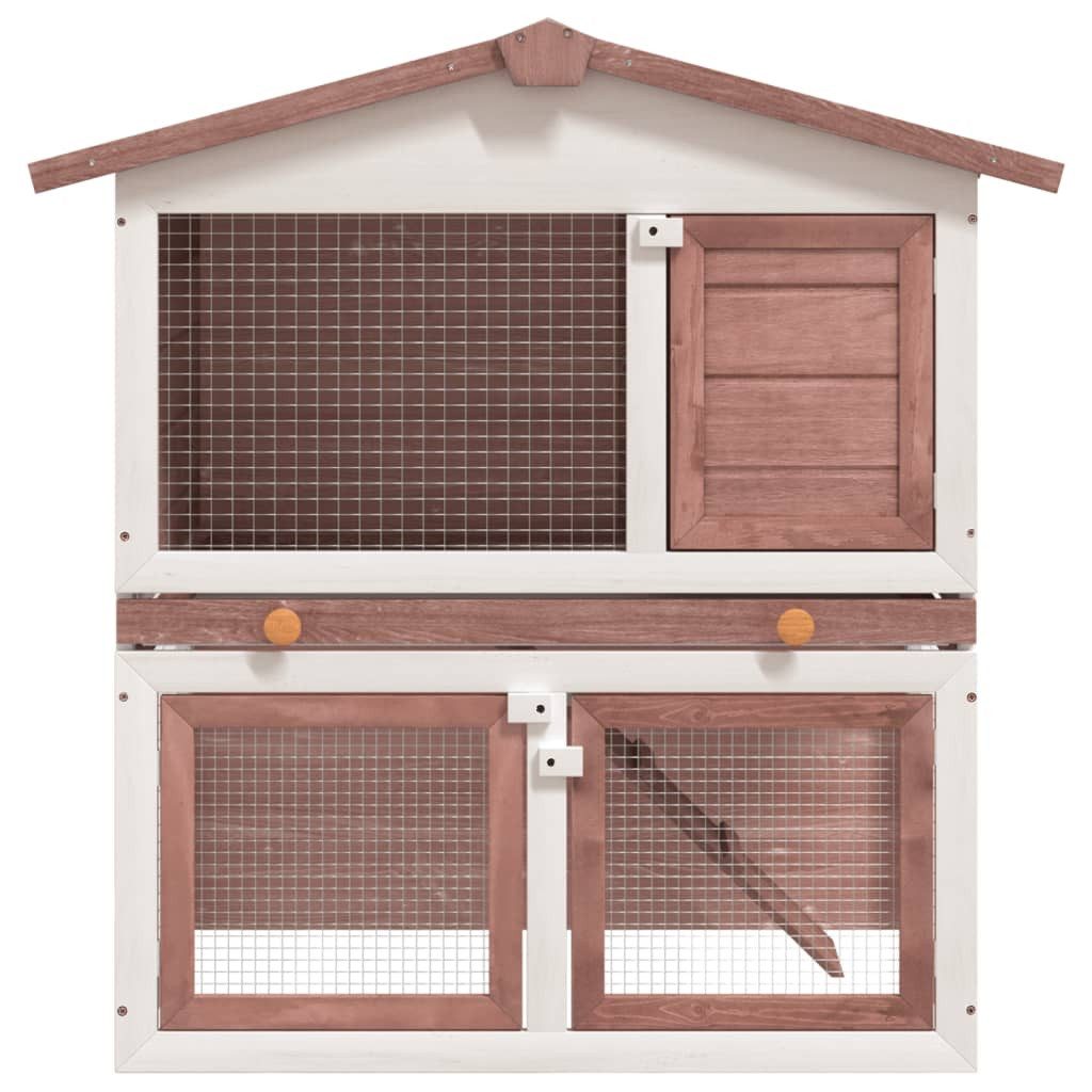 vidaXL Kleintierstall, Kaninchenstall 3 Türen Braun Holz
