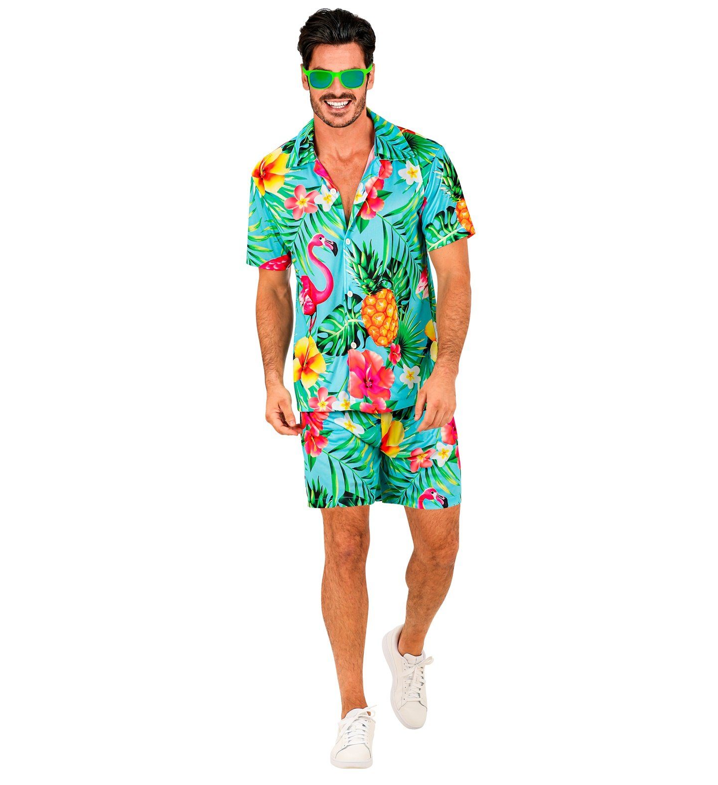 Widmann S.r.l. Kostüm Hawaii Herren Kostüm 'Summer Party', Blau - Hemd