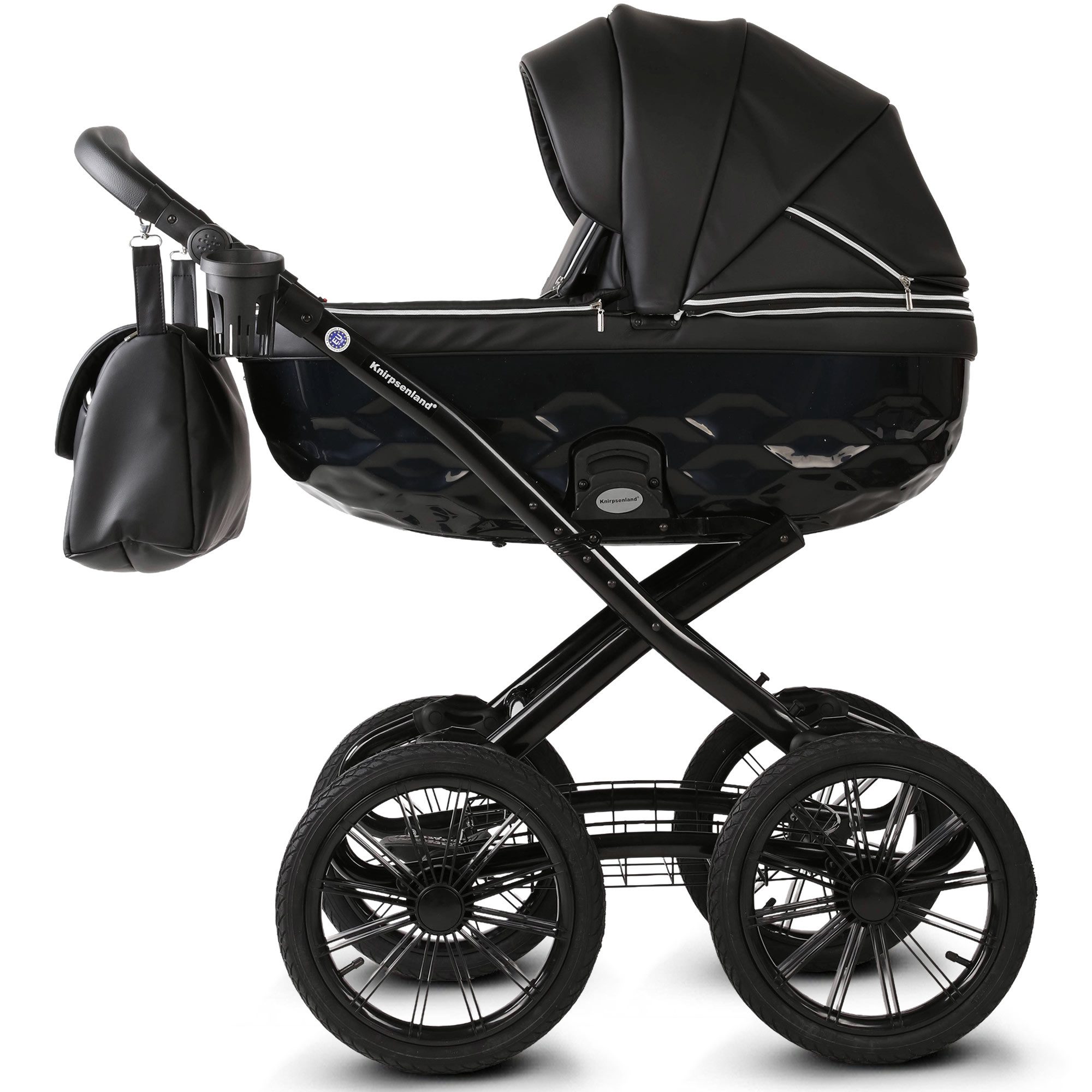Knirpsenland Kombi-Kinderwagen Premium Retro Exclusive 2in1 inkl. Sportwagen, Wickeltasche & Zubehör, (Spar-Set), Kinderwagen, Handarbeit, 2in1 Kombi mit Babywanne und Sportsitz